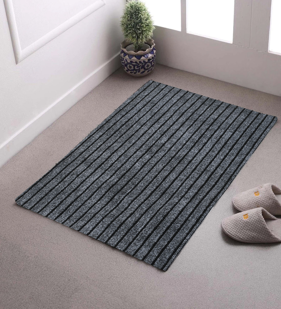 Kuber Industries All Weather Entry and Back Yard Door Mat, Non-Slip Rubber Backing, Absorbent and Waterproof, Dirt Trapping Rugs for Entryway -24
