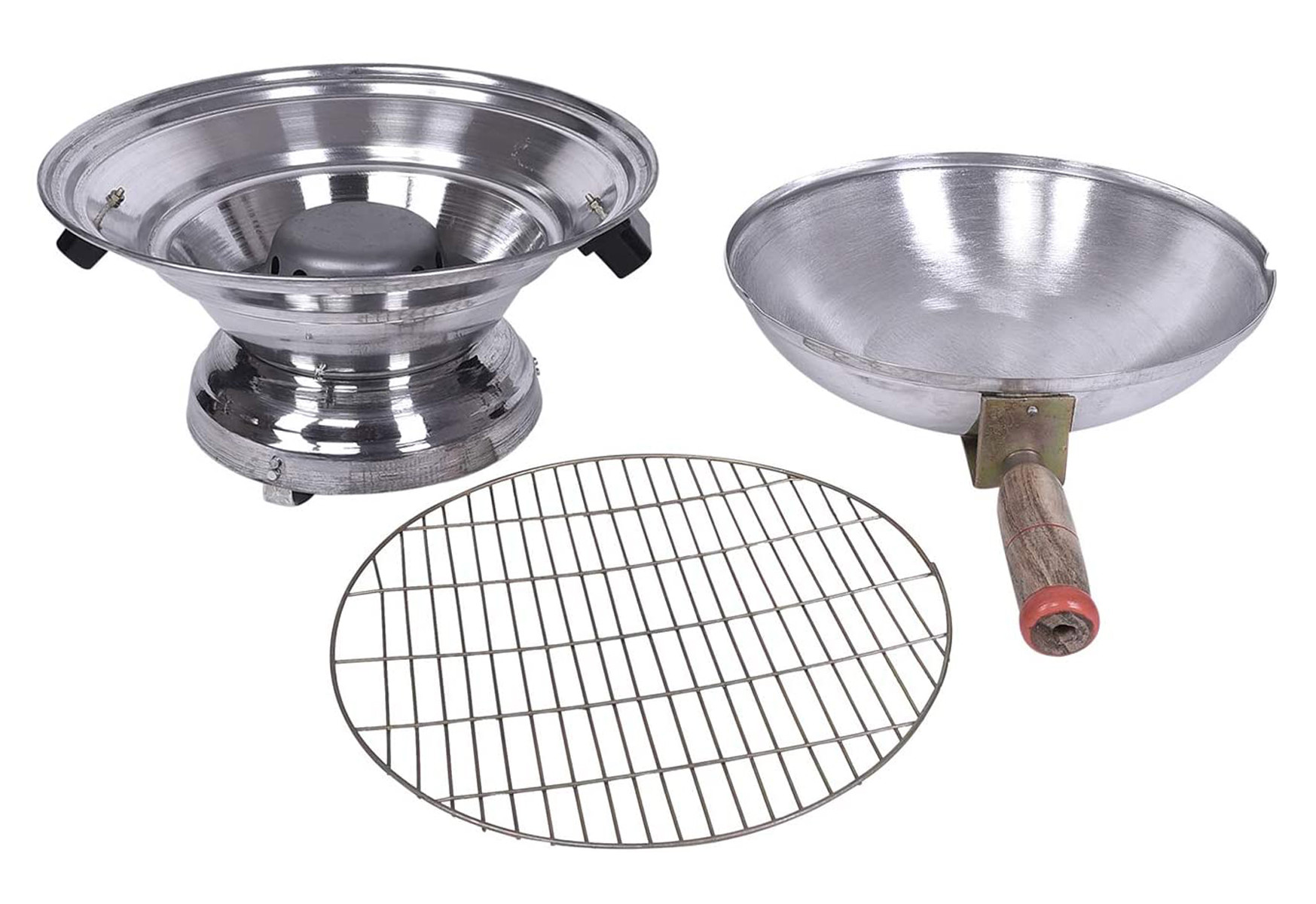 Kuber Industries Aluminium Multi Purpose Oven, Gas Tandoor, Barbeque Griller/ Bati / Pizza Maker (Set Of 1,Silver)-KUBMRT11725