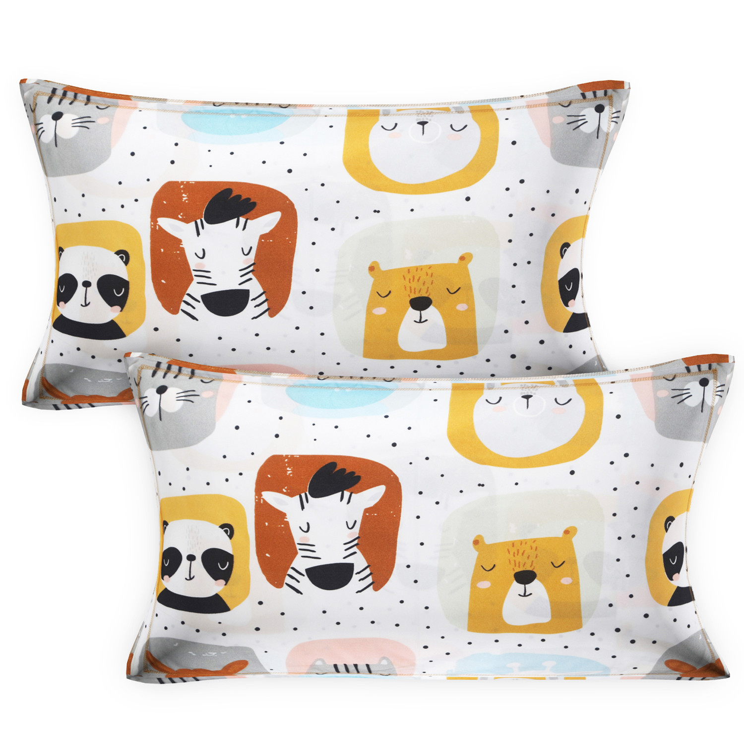 Kuber Industries Animal Character Printed Luxurious Soft Breathable & Comfortable Glace Cotton Double Bedsheet With 2 Pillow Covers (Sky Blue & Deep Yellow)-HS43KUBMART26797
