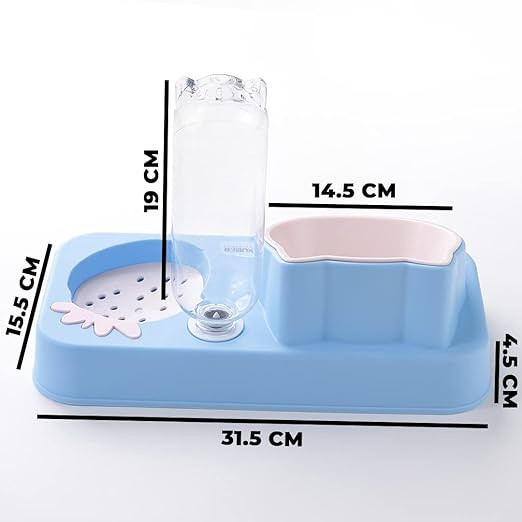 Kuber Industries Animal Feeding Plastic 2 in 1 Pet Bowls | Cat & Dog Bowl | Small/Medium Size Pet Feeding Bowl | Non-Toxic & 100% Safe for Pets (Pack of 1) | Blue
