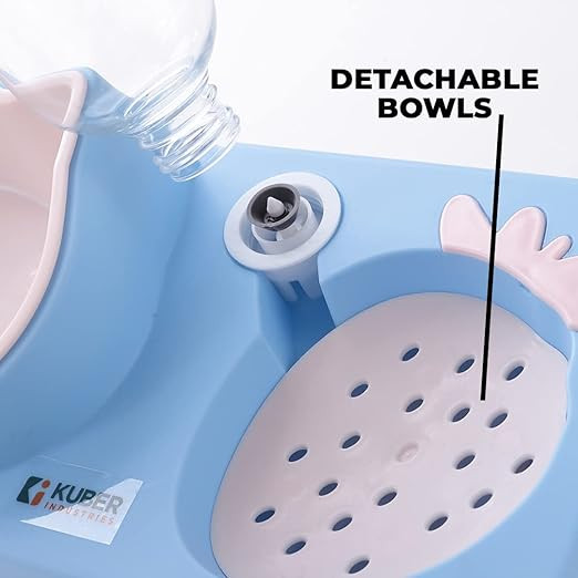 Kuber Industries Animal Feeding Plastic 2 in 1 Pet Bowls | Cat & Dog Bowl | Small/Medium Size Pet Feeding Bowl | Non-Toxic & 100% Safe for Pets (Pack of 1) | Blue