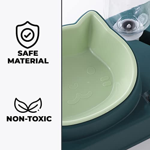 Kuber Industries Animal Feeding Plastic 2 in 1 Pet Bowls | Cat & Dog Bowl | Small/Medium Size Pet Feeding Bowl | Non-Toxic & 100% Safe for Pets (Pack of 1) | Green