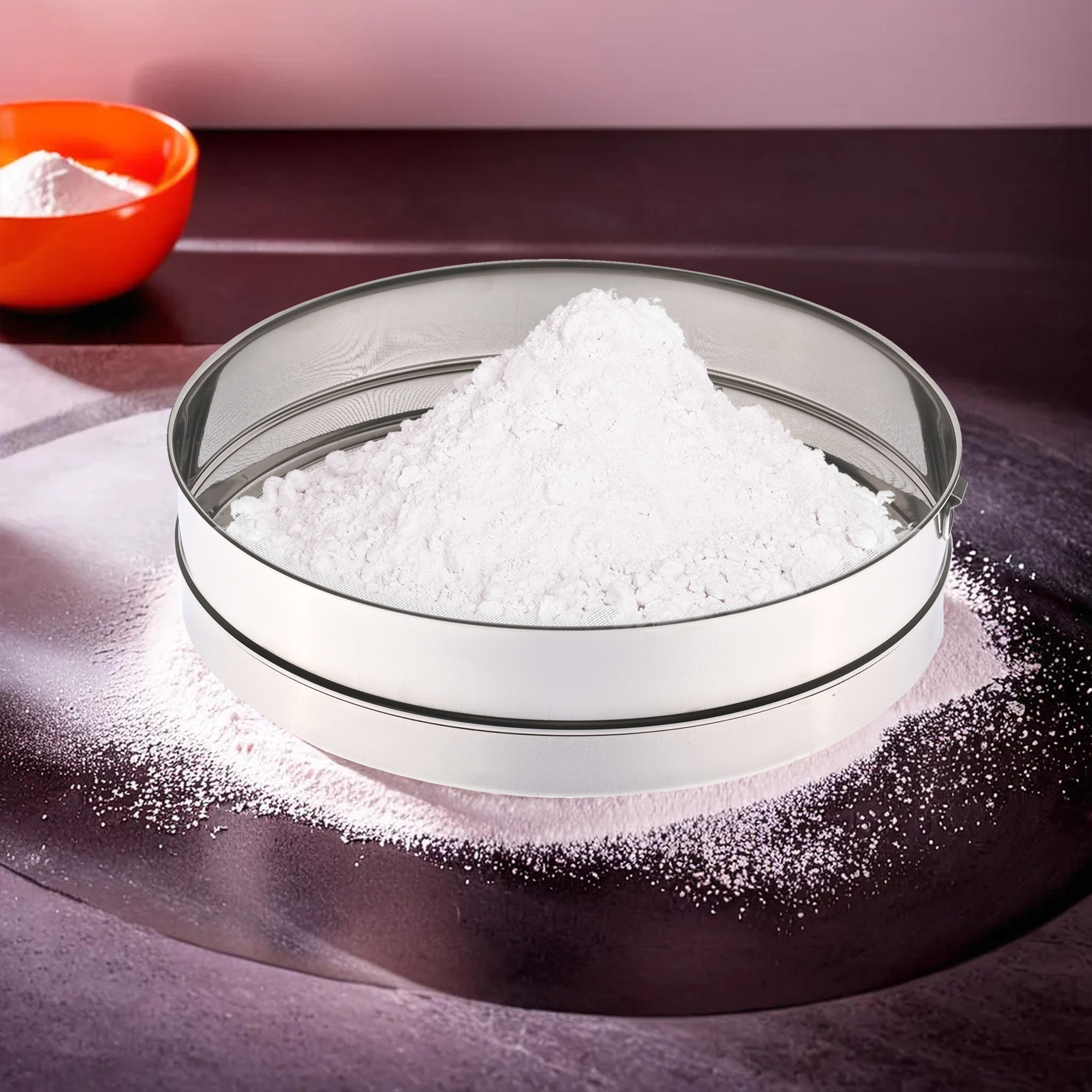 Kuber Industries Anti-Rust Stainless Steel Flour Strainer  Channi for Kitchen Baking - 12 Inch Jali SieveChalni for Atta  Maida -Silver