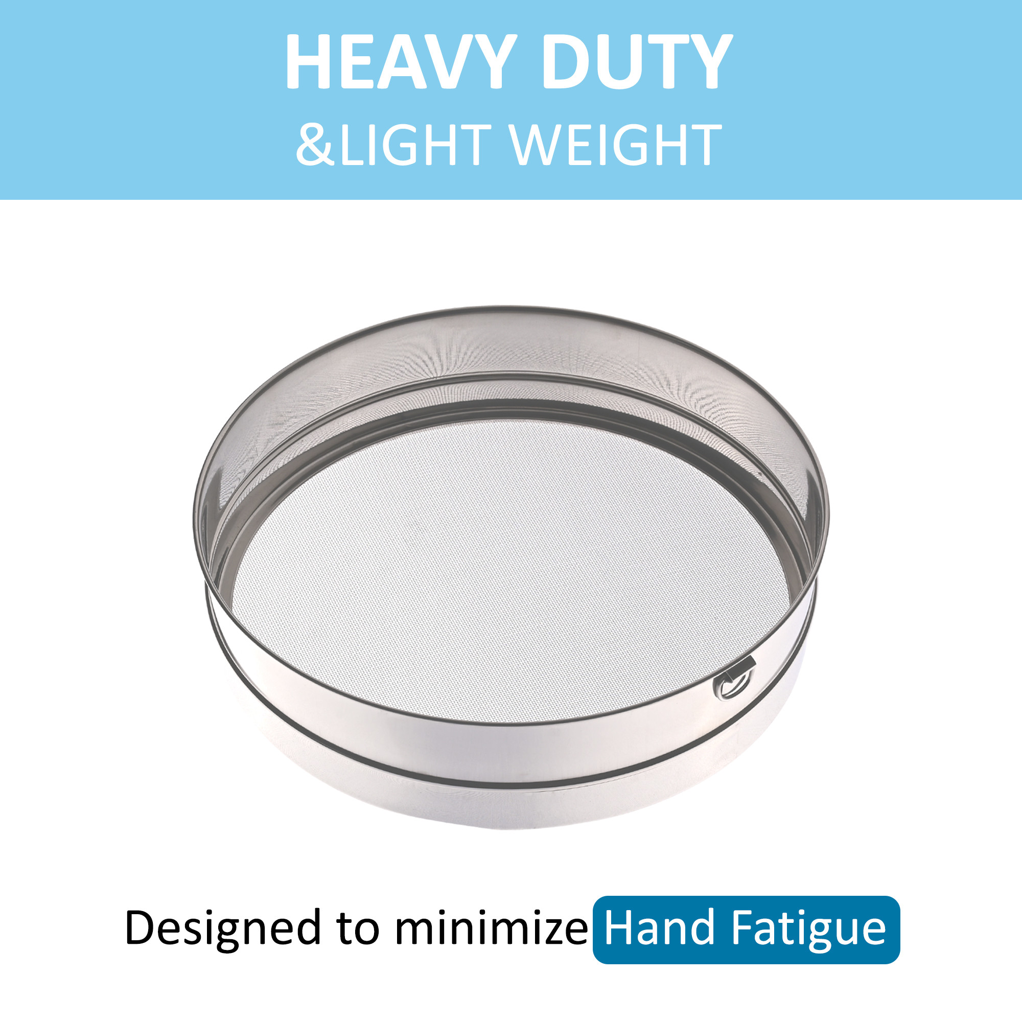 Kuber Industries Anti-Rust Stainless Steel Flour Strainer  Channi for Kitchen Baking - 12 Inch Jali SieveChalni for Atta  Maida -Silver