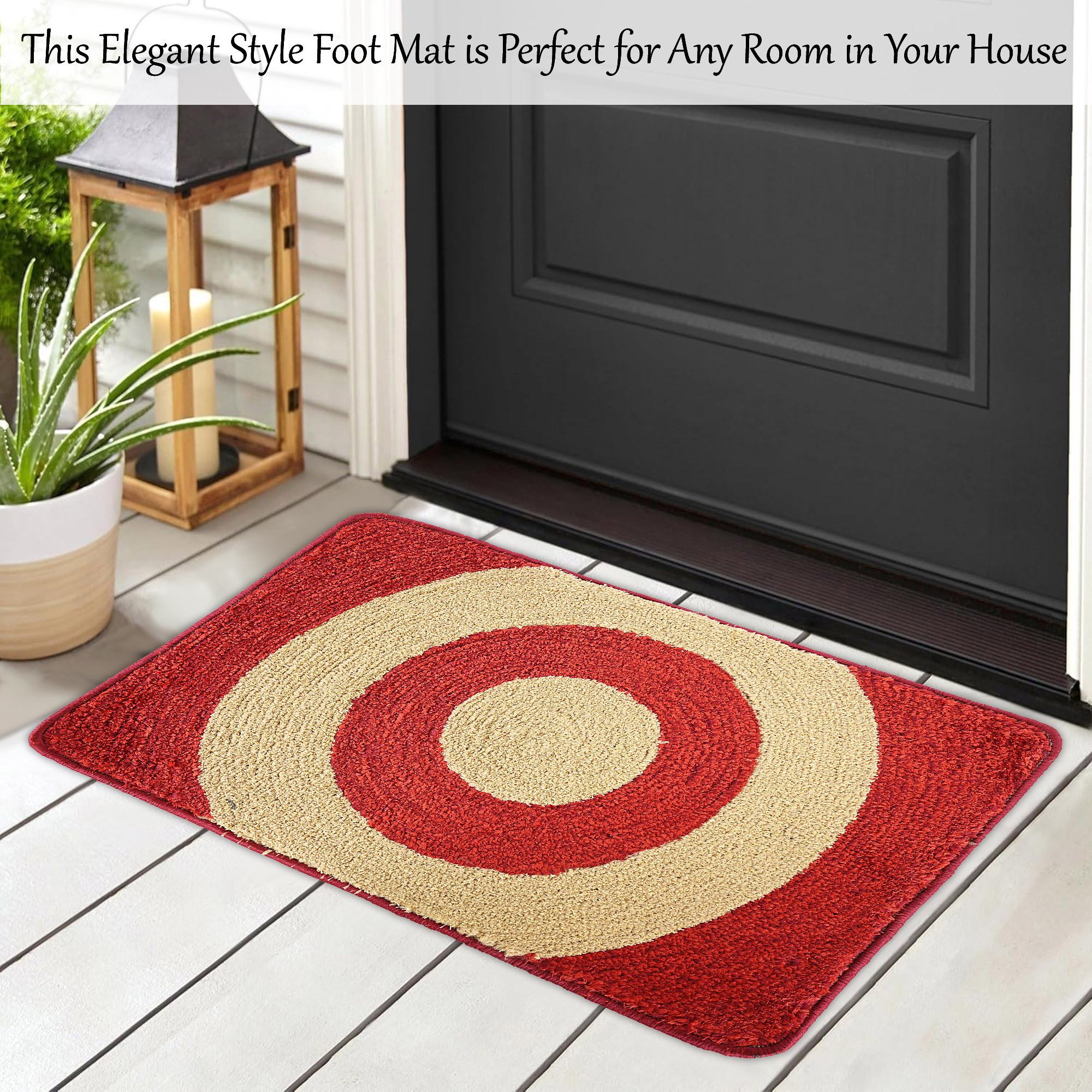 Kuber Industries Anti-Skid Door Mats For Home  Soft Washable Microfibre  Water Soaking FloorBathroom Mat - Red