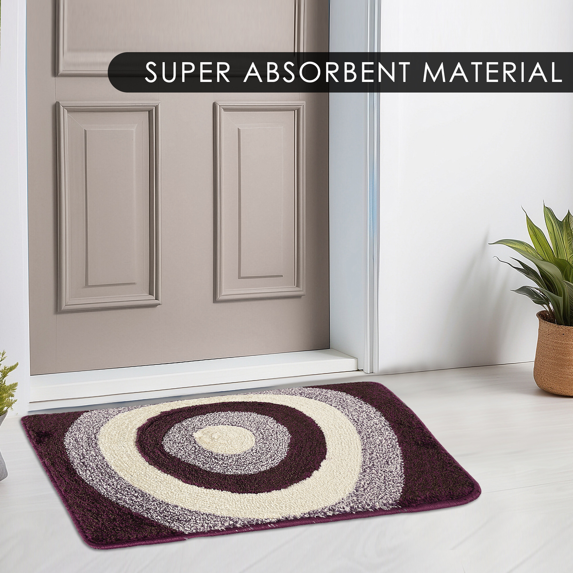 Kuber Industries Anti-Skid Door Mats For Home  Soft Washable Microfibre  Water Soaking FloorBathroom Mat - Purple