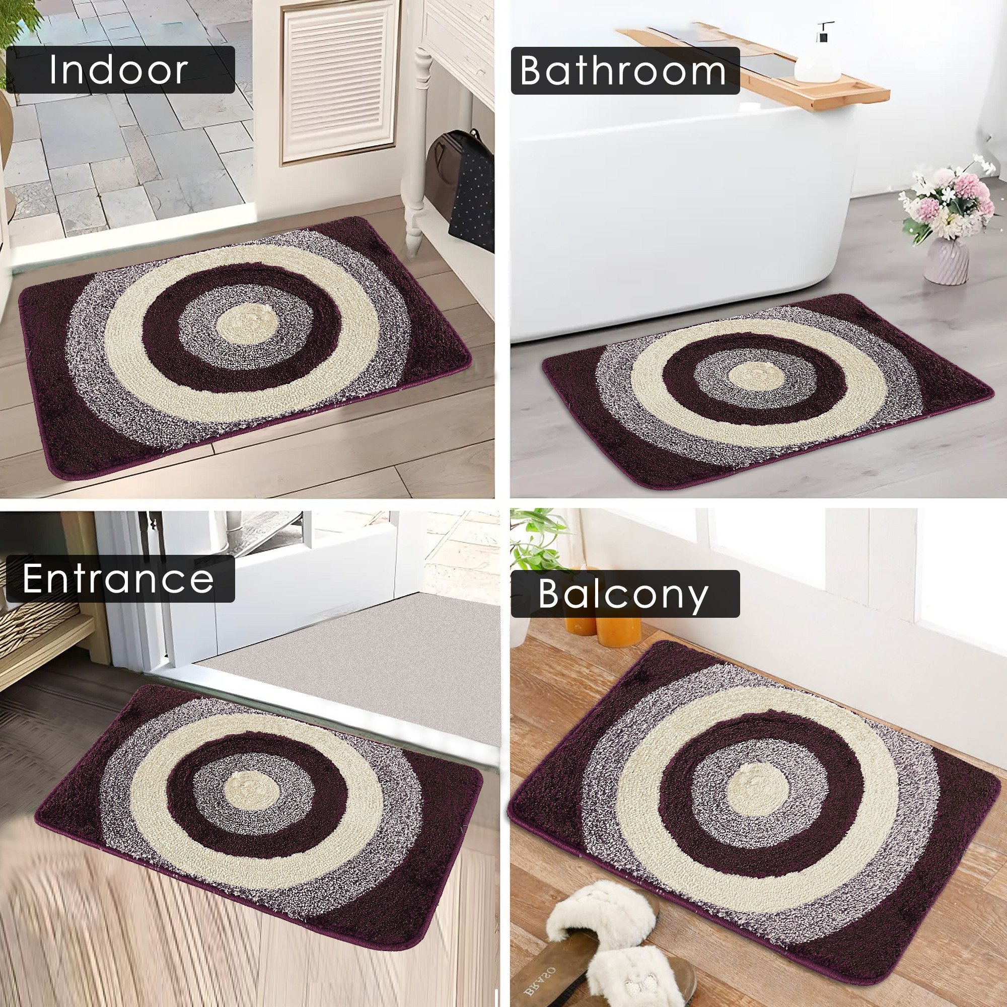 Kuber Industries Anti-Skid Door Mats For Home  Soft Washable Microfibre  Water Soaking FloorBathroom Mat - Purple