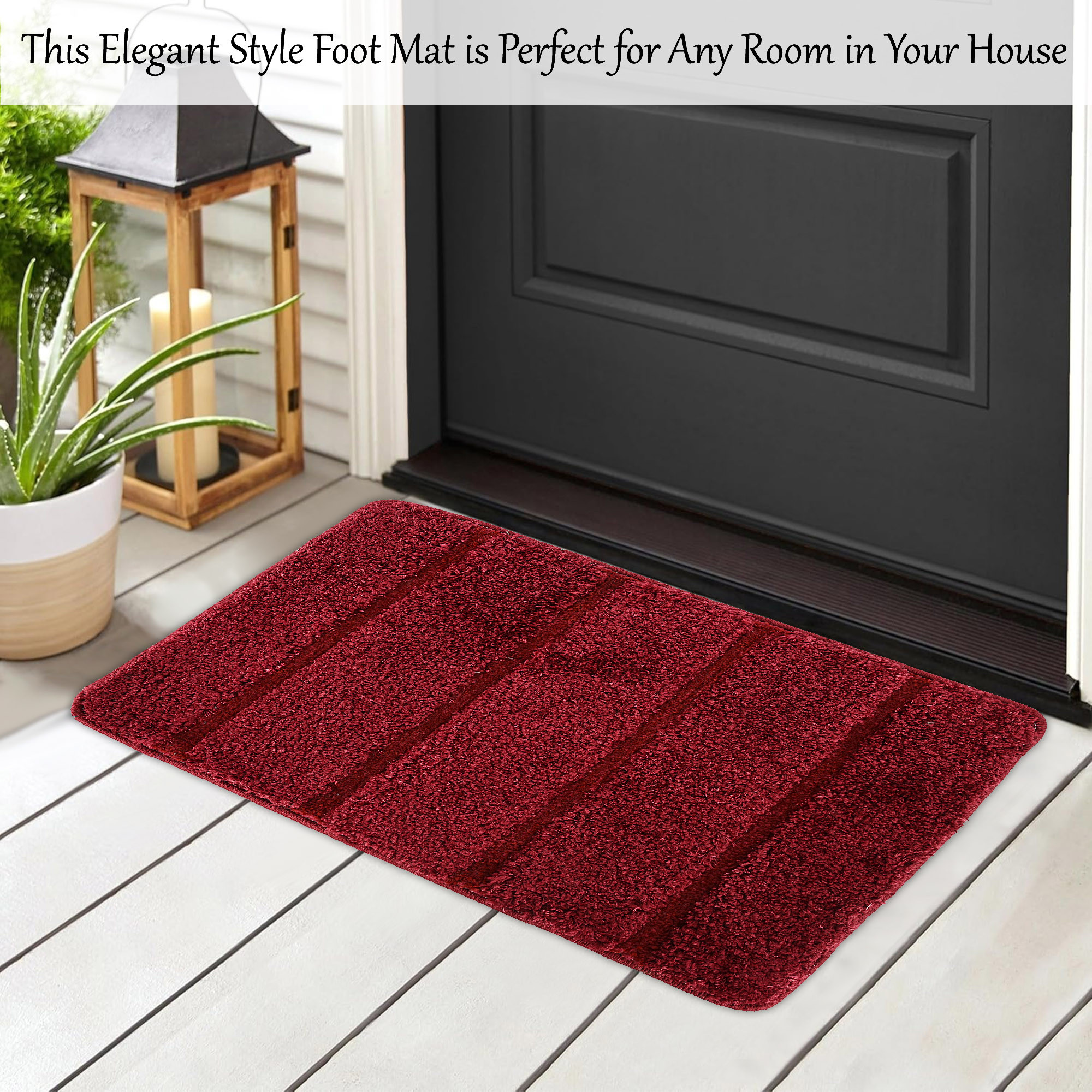 Kuber Industries Anti-Skid Door Mats For Home  Soft Washable Microfibre  Water Soaking FloorBathroom Mat - Maroon