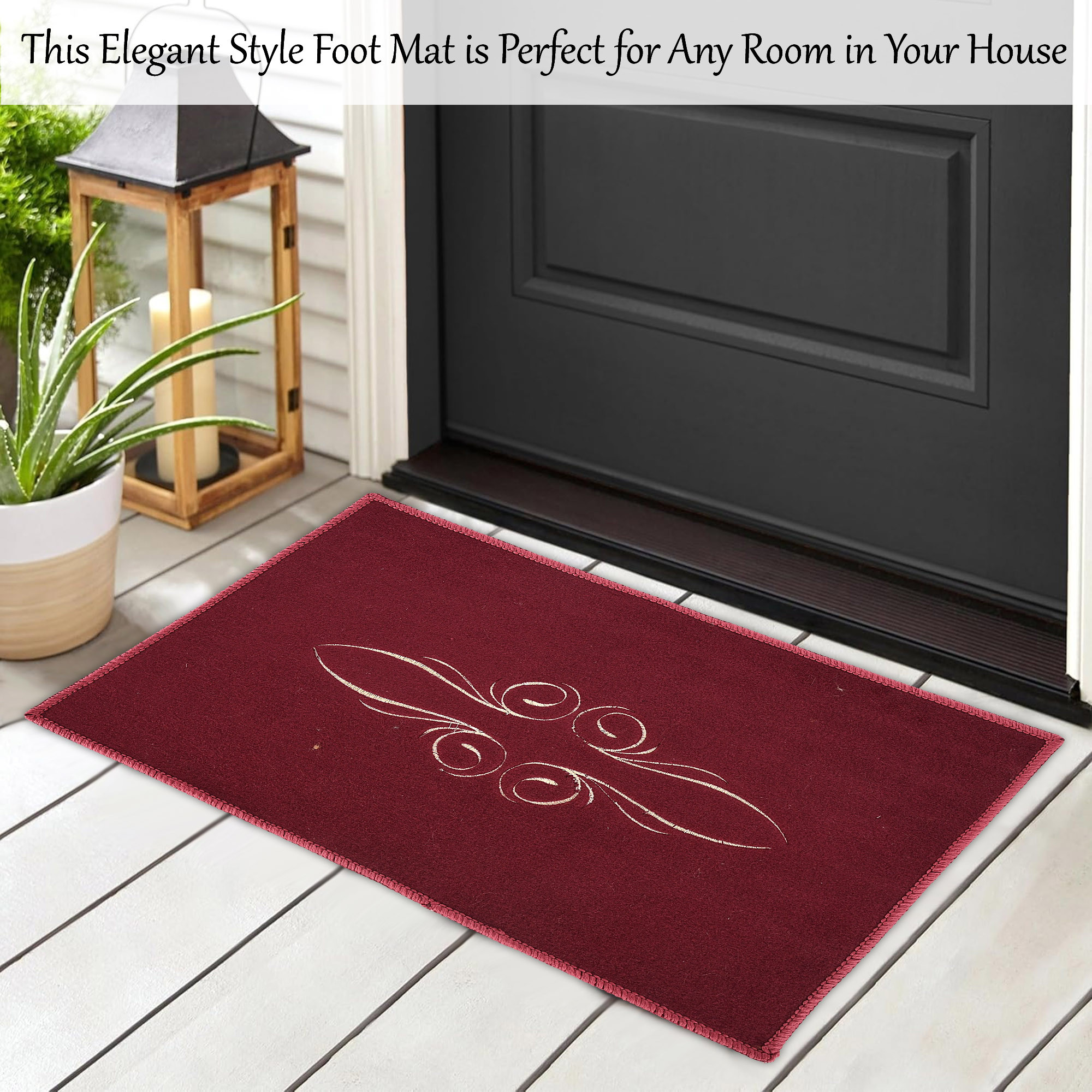 Kuber Industries Anti-Skid Door Mats For Home  Soft Washable Microfibre  Water Soaking FloorBathroom Mat  Embroidery - Assorted