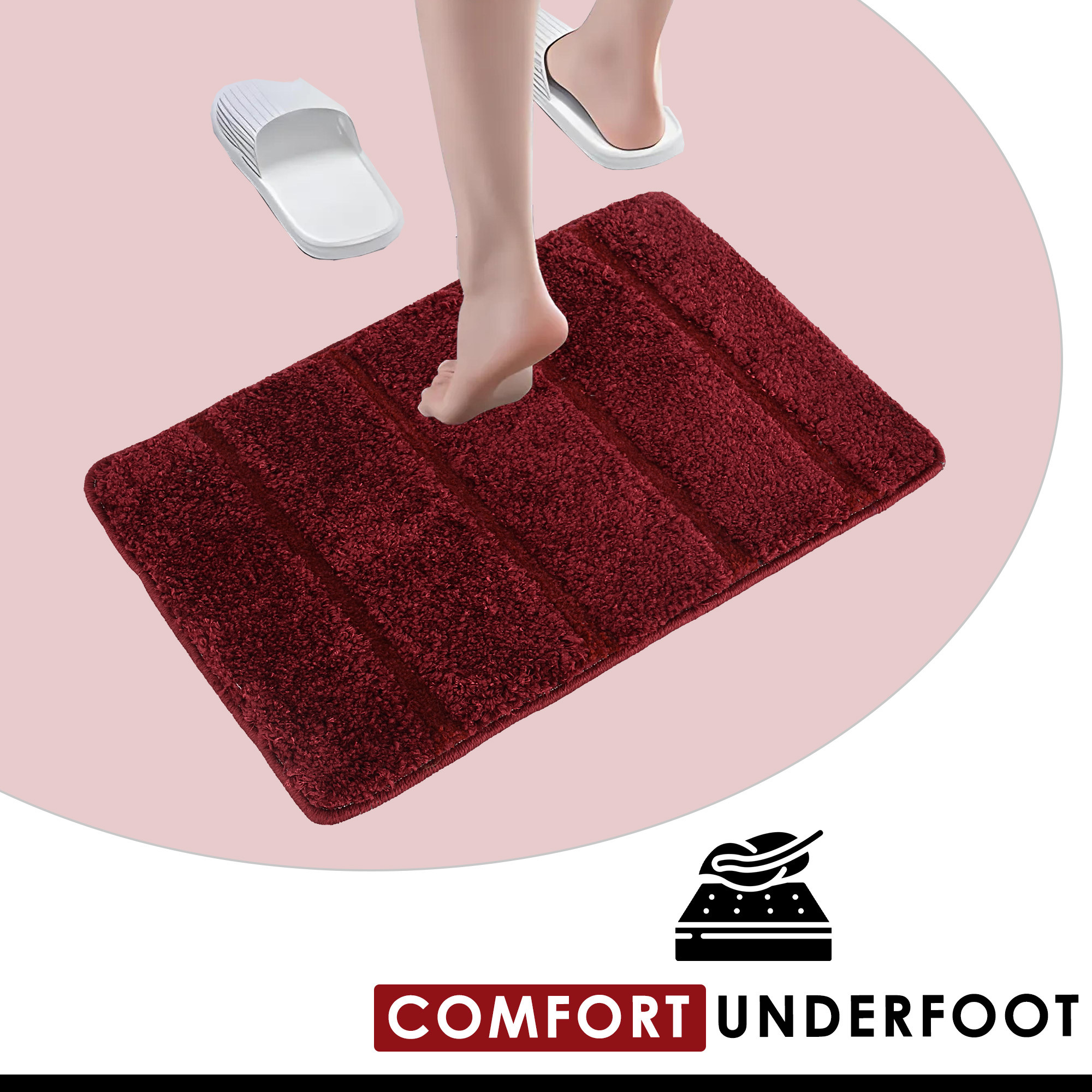 Kuber Industries Anti-Skid Door Mats For Home  Soft Washable Microfibre  Water Soaking FloorBathroom Mat - Maroon