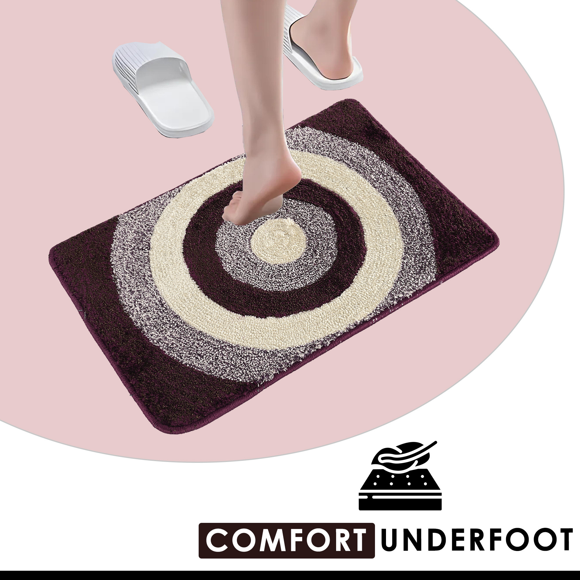 Kuber Industries Anti-Skid Door Mats For Home  Soft Washable Microfibre  Water Soaking FloorBathroom Mat - Purple