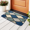 Anti-Skid Door Mats For Home | Soft, Washable Microfibre &amp; Water Soaking Floor/Bathroom Mat | Checkered Design - Blue