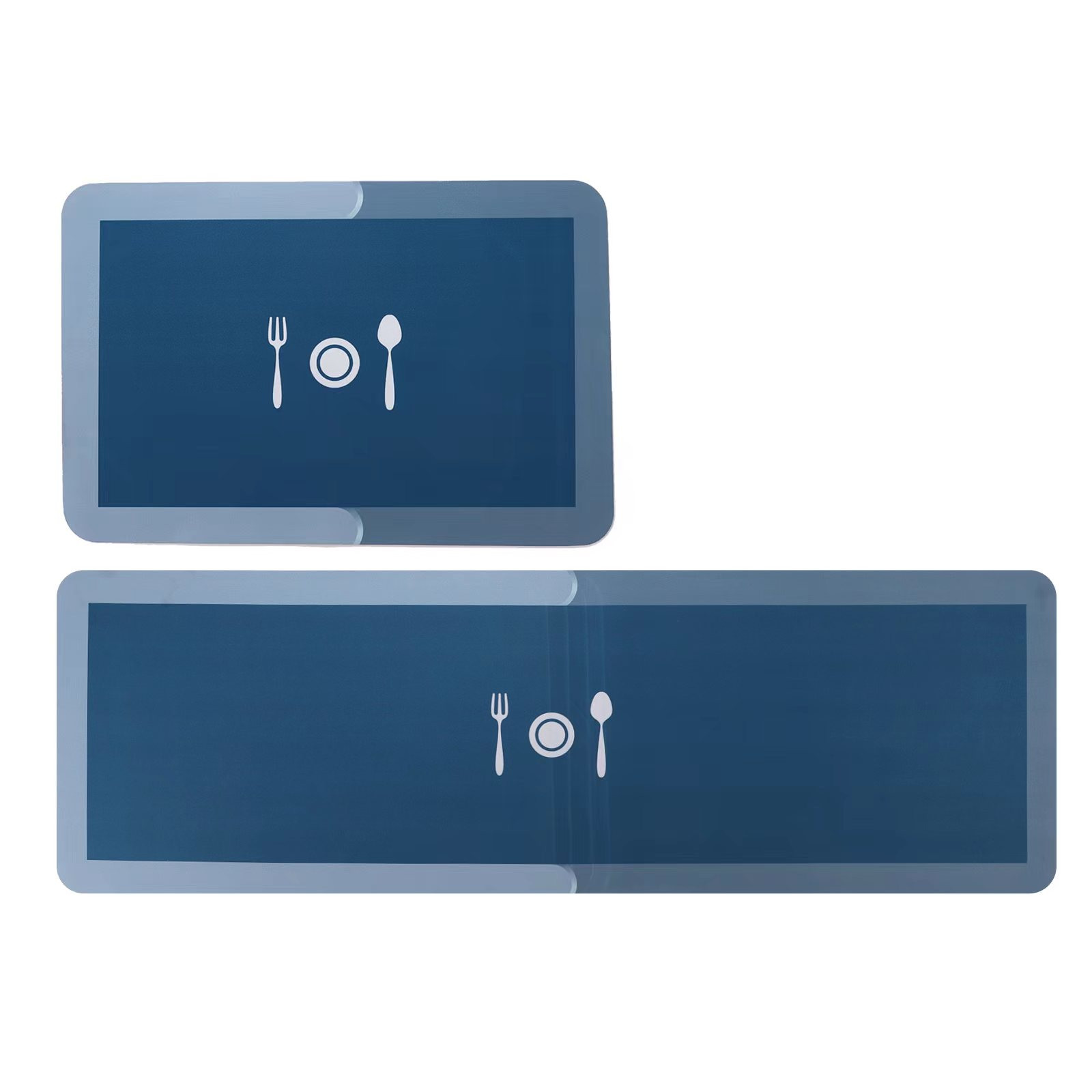 Kuber Industries Anti Skid Floor Mat|Rubber Mat for Home|Idol for Kitchen, Bedroom|2 Different Size & Shape|Pack of 2 (Blue)