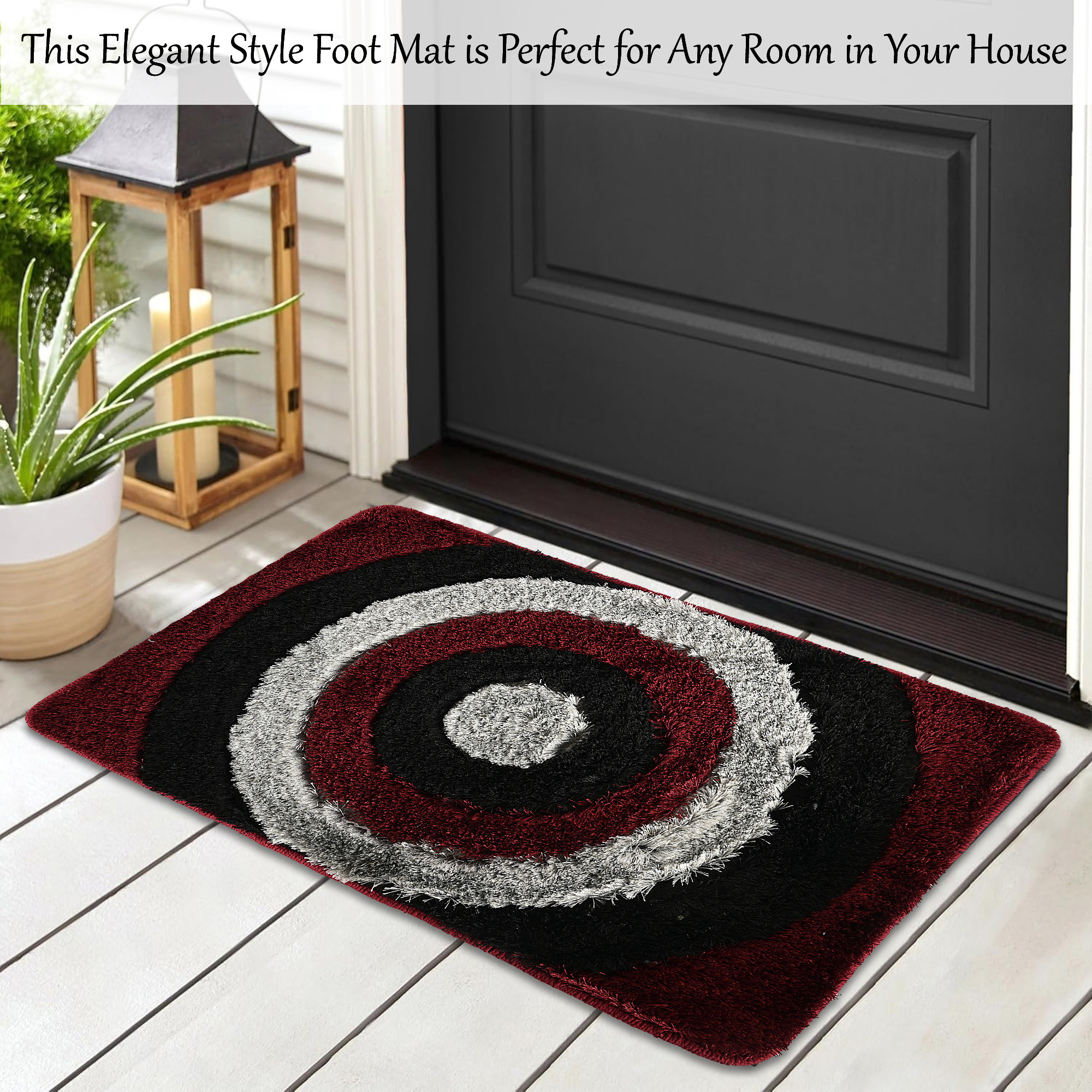 Kuber Industries Anti-Slip Bathroom Mat  Furry Door Mats for Home Entrance  Kitchen Floor  Foot Perdan for Home Door -Grey  Maroon