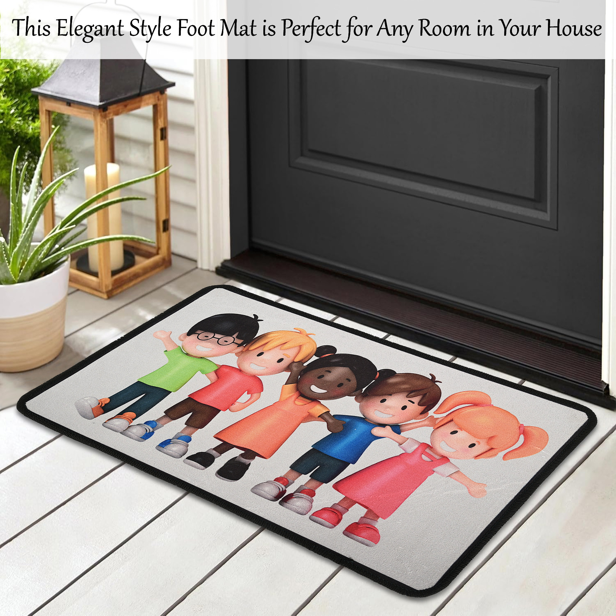 Kuber Industries Anti-Slip Bathroom Mat  Kids Door Mats for Home Entrance  Kitchen Floor  Foot Perdan for Home Door  Printed -Multicolor