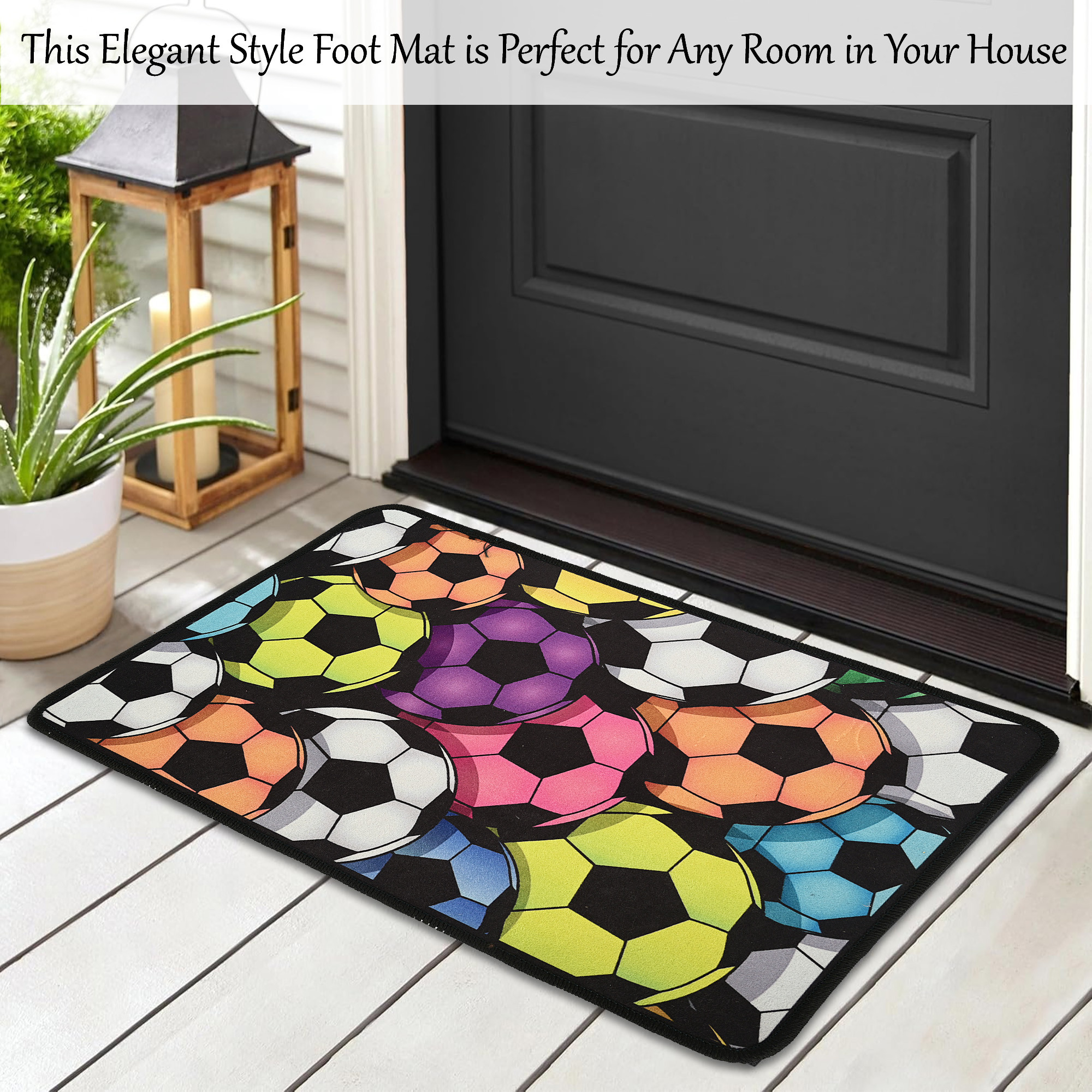 Kuber Industries Anti-Slip Bathroom Mat  Kids Door Mats for Home Entrance  Kitchen Floor  Foot Perdan for Home Door -Football Print