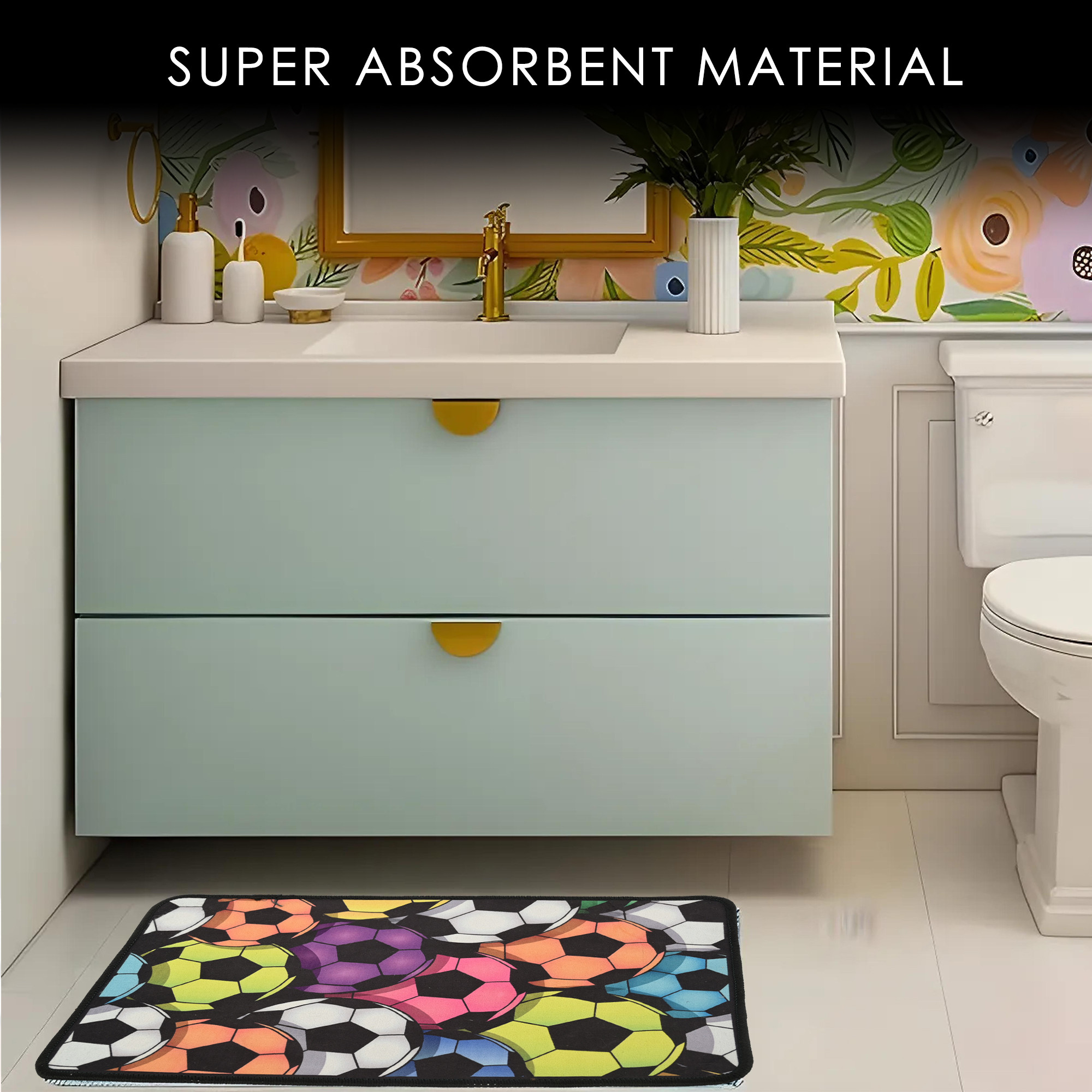 Kuber Industries Anti-Slip Bathroom Mat  Kids Door Mats for Home Entrance  Kitchen Floor  Foot Perdan for Home Door -Football Print