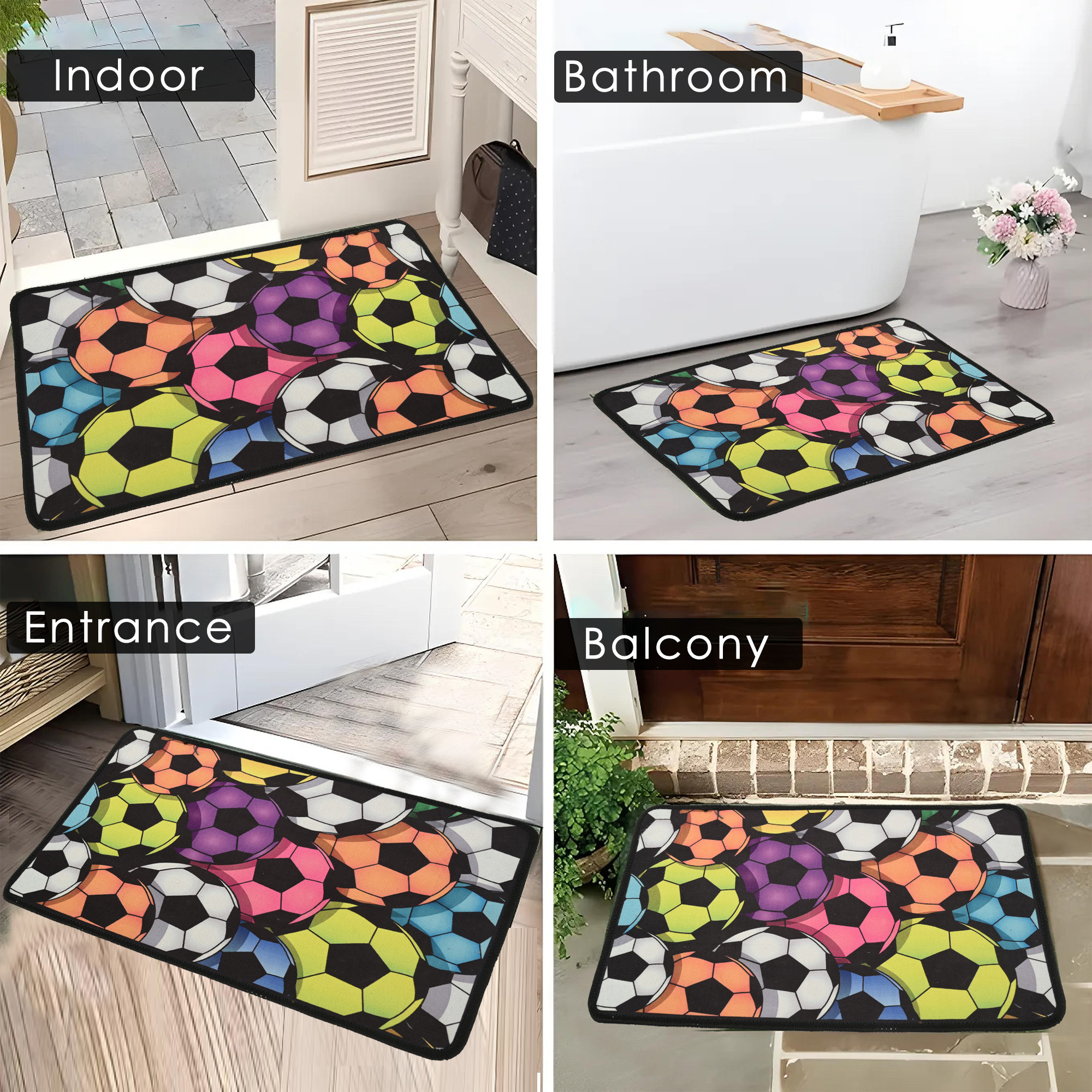 Kuber Industries Anti-Slip Bathroom Mat  Kids Door Mats for Home Entrance  Kitchen Floor  Foot Perdan for Home Door -Football Print
