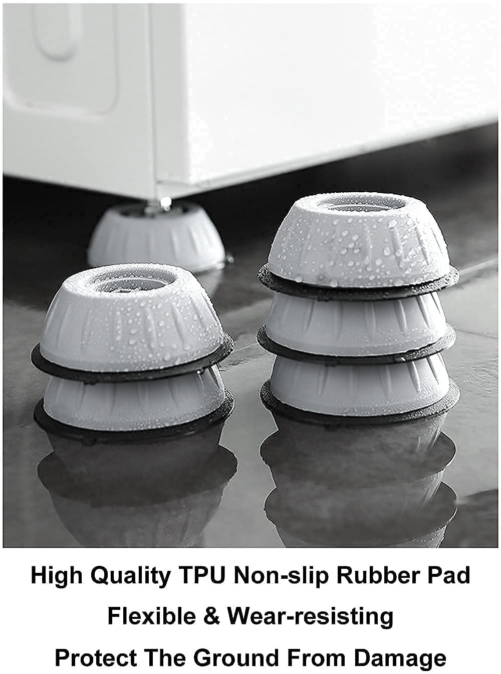 Kuber Industries Anti Vibration Pads for Washing Machine/Fridge/Home Furniture: (Grey)-45KM047