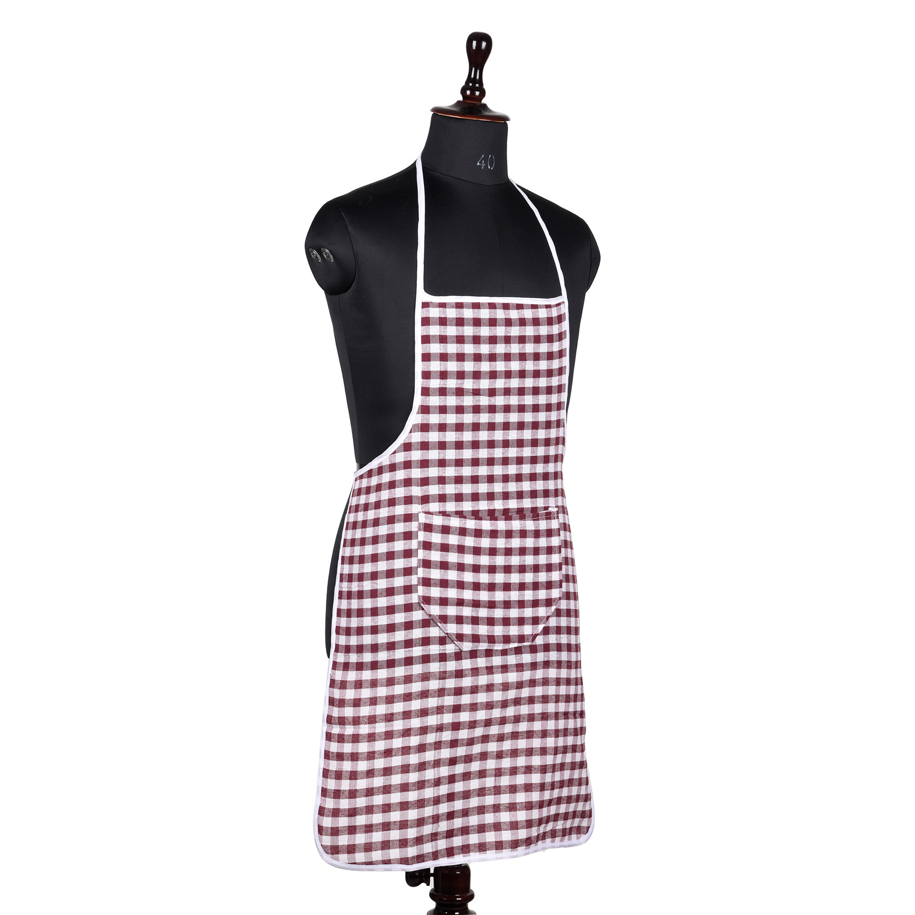 Kuber Industries Apron  Cotton Front Pocket Kitchen Apron  Check New Apron for Restaurent  Apron for Housewife  Chef Apron for Kitchen  Chef Bib Apron  Maroon