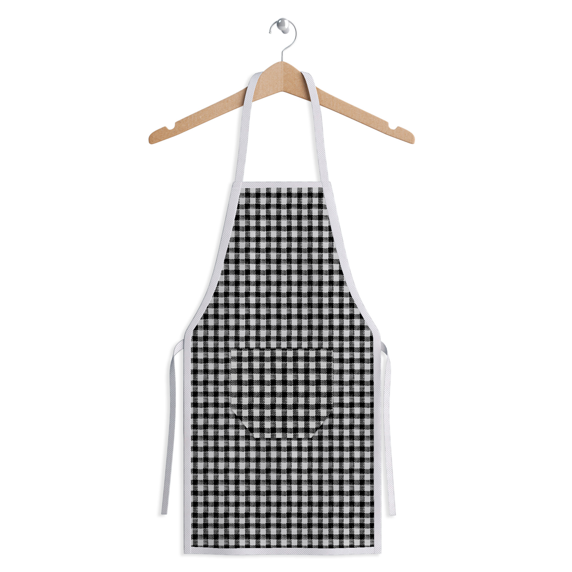 Kuber Industries Apron  Cotton Front Pocket Kitchen Apron  Check New Apron for Restaurent  Apron for Housewife  Chef Apron for Kitchen  Chef Bib Apron  Black