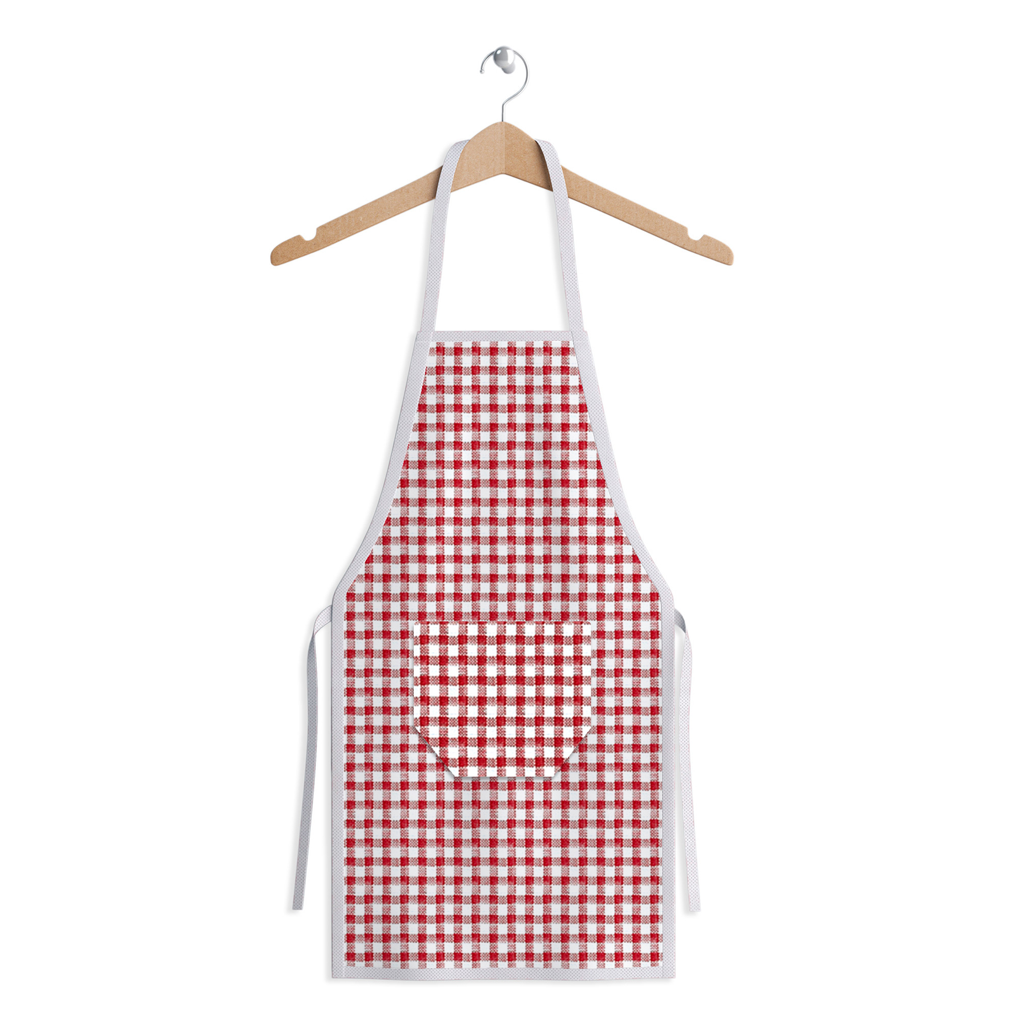 Kuber Industries Apron  Cotton Front Pocket Kitchen Apron  Check New Apron for Restaurent  Apron for Housewife  Chef Apron for Kitchen  Chef Bib Apron  Red