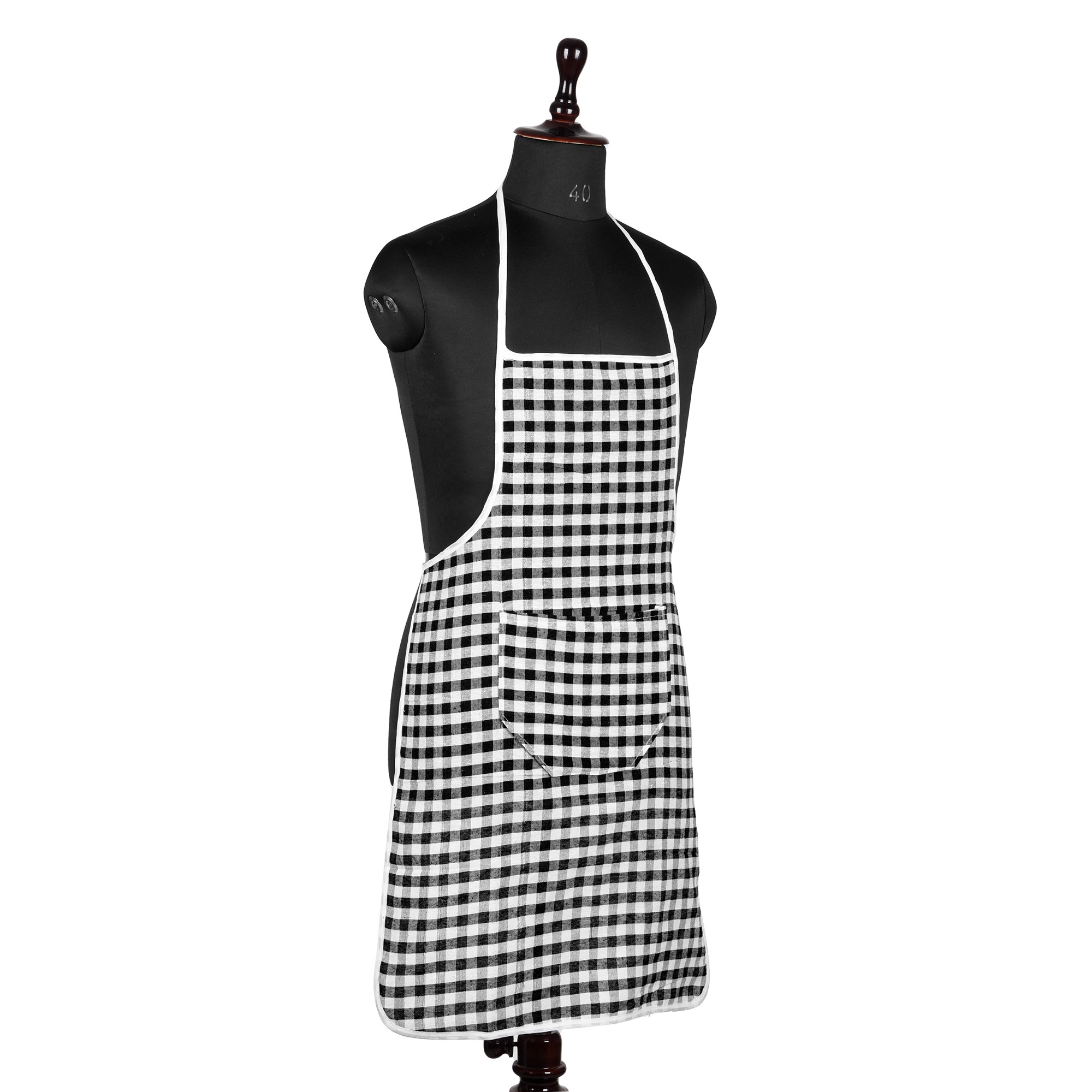 Kuber Industries Apron | Cotton Front Pocket Kitchen Apron | Check New Apron for Restaurent | Apron for Housewife | Chef Apron for Kitchen | Chef Bib Apron | Black