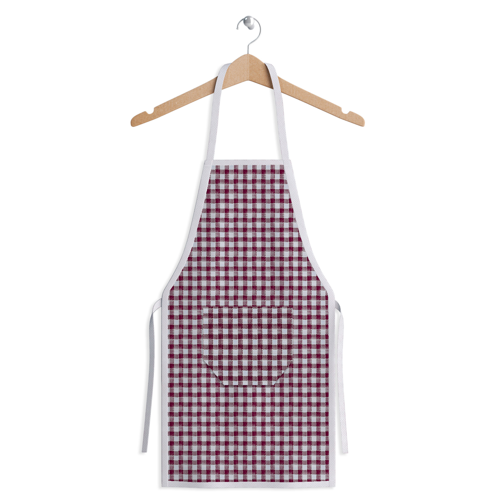 Kuber Industries Apron | Cotton Front Pocket Kitchen Apron | Check New Apron for Restaurent | Apron for Housewife | Chef Apron for Kitchen | Chef Bib Apron | Maroon