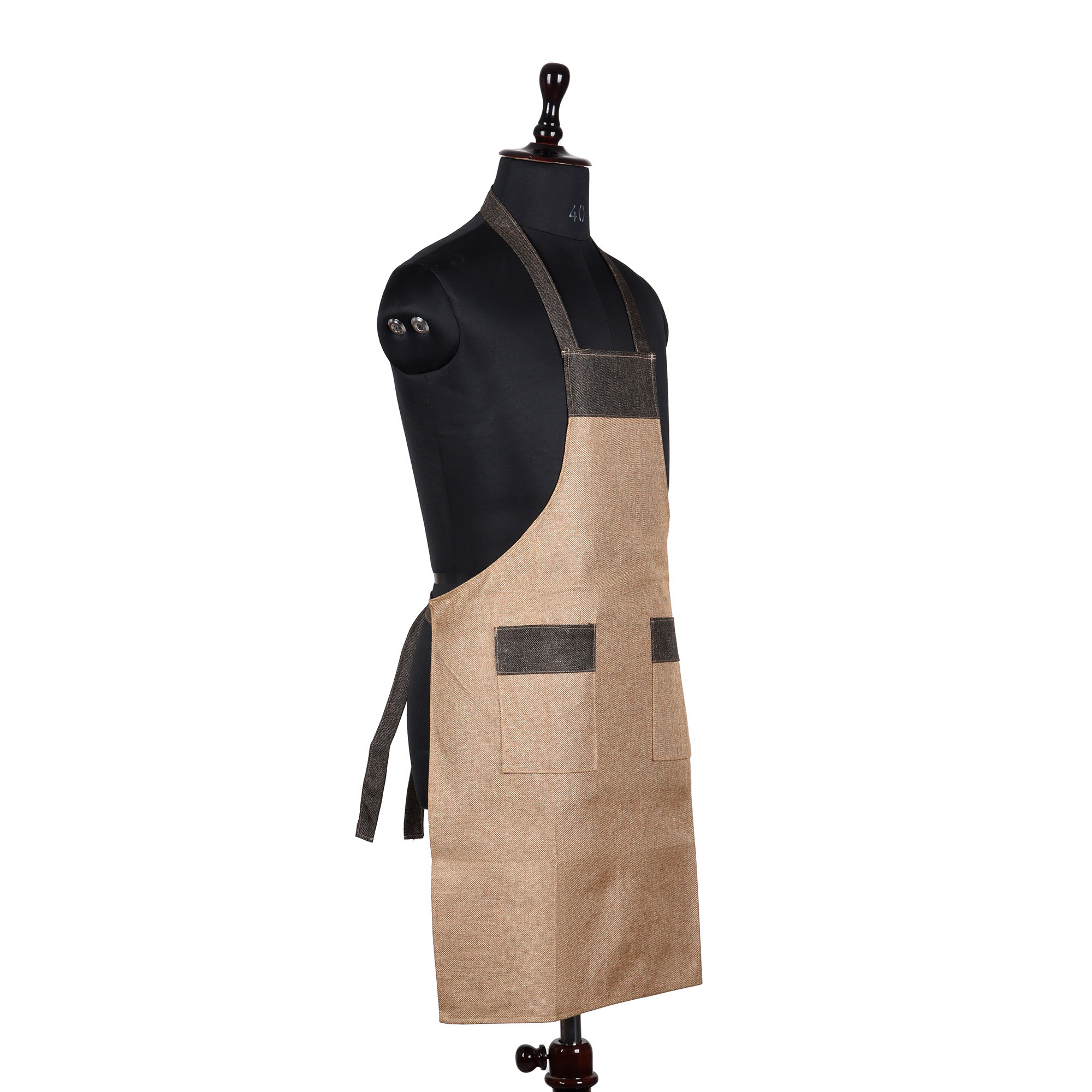 Kuber Industries Apron  Jute 2 Front Pocket Kitchen Apron  Apron for Restaurent  Apron for Housewife  Chef Apron for Kitchen  Water Resistance Apron  Golden