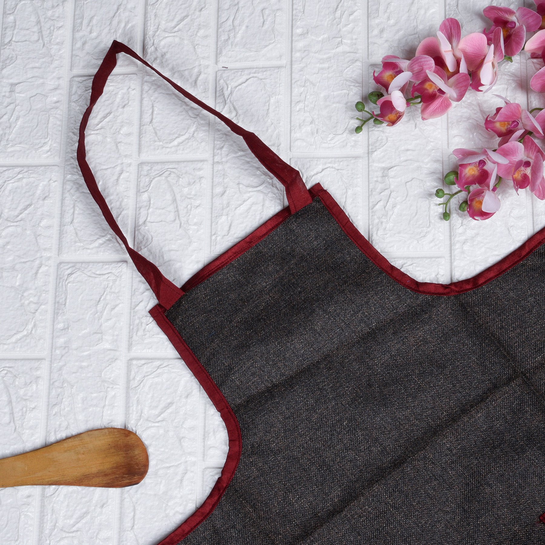 Kuber Industries Apron  Jute 2 Front Pocket Kitchen Apron  Apron for Restaurent  Apron for Housewife  Chef Apron for Kitchen  Water Resistance Apron  Dark Brown