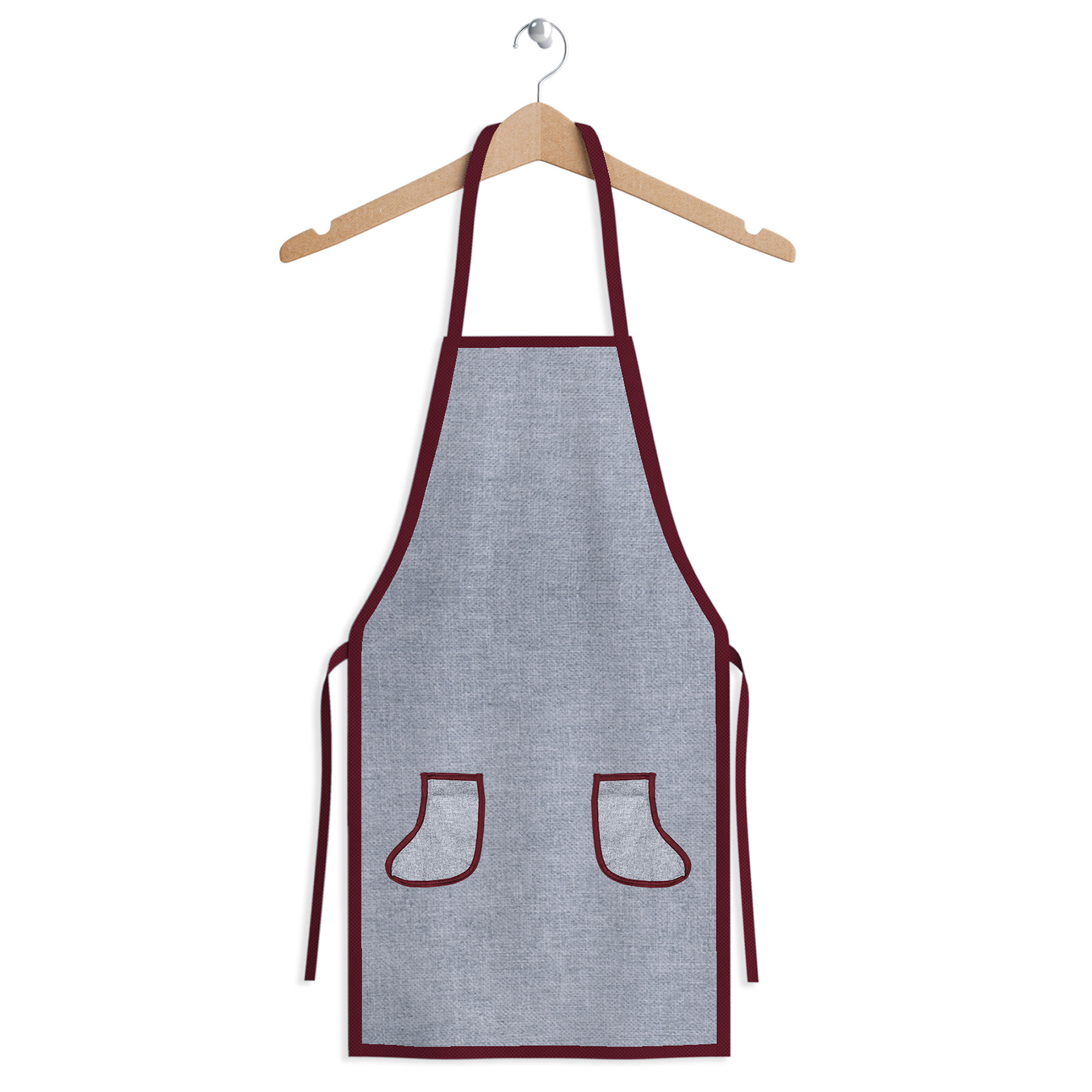 Kuber Industries Apron  Jute 2 Front Pocket Kitchen Apron  Apron for Restaurent  Apron for Housewife  Chef Apron for Kitchen  Water Resistance Apron  Silver