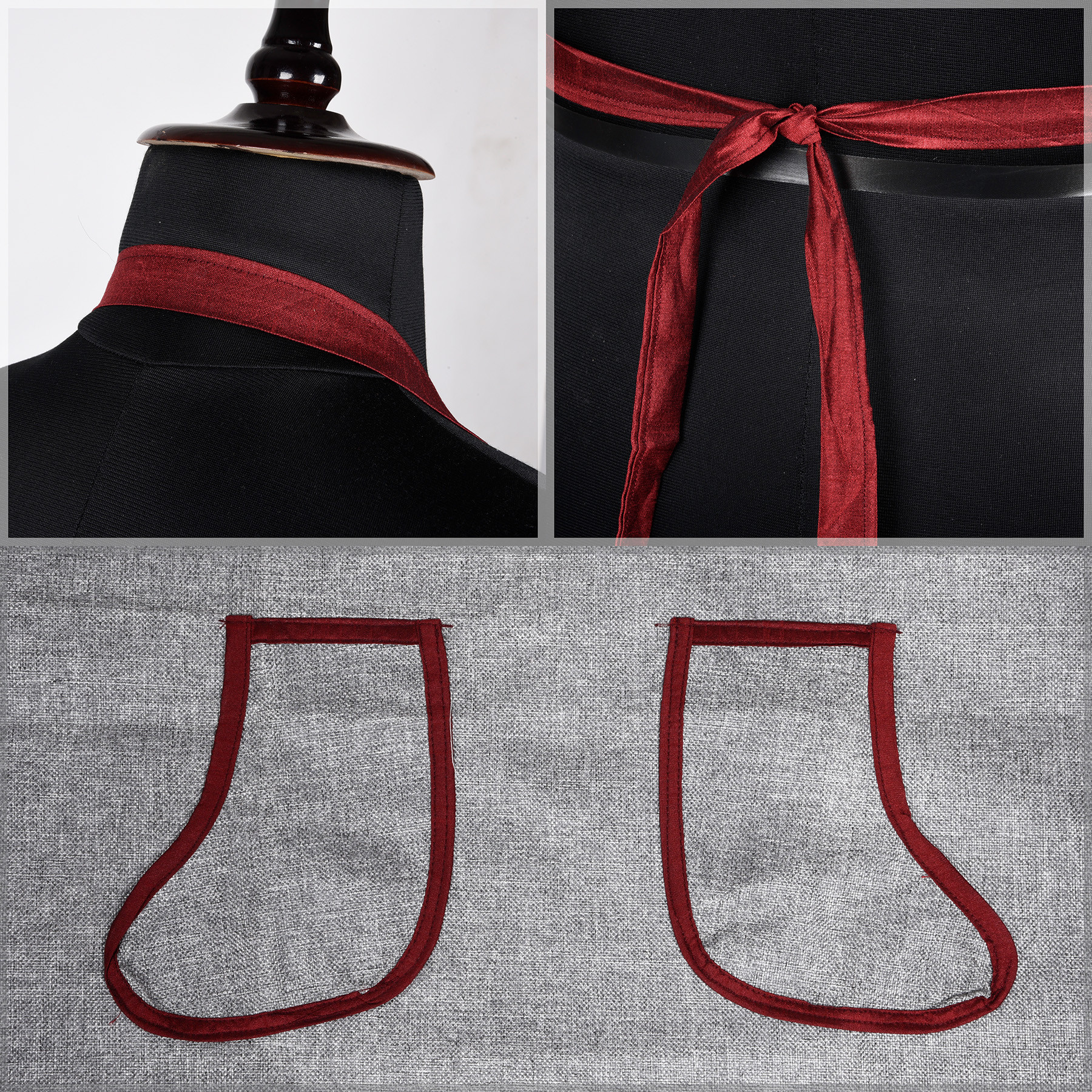 Kuber Industries Apron  Jute 2 Front Pocket Kitchen Apron  Apron for Restaurent  Apron for Housewife  Chef Apron for Kitchen  Water Resistance Apron  Silver