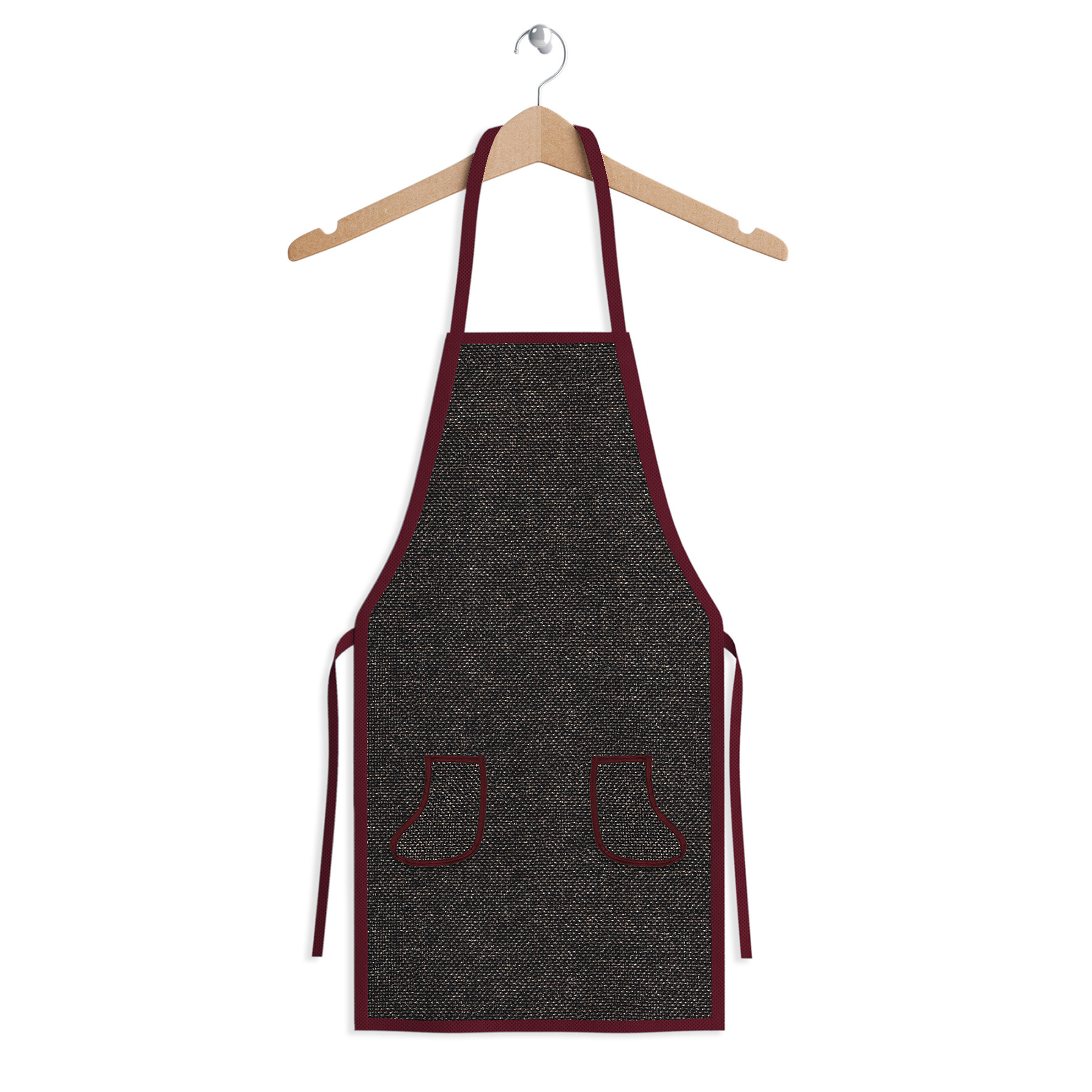 Kuber Industries Apron | Jute 2 Front Pocket Kitchen Apron | Apron for Restaurent | Apron for Housewife | Chef Apron for Kitchen | Water Resistance Apron | Dark Brown