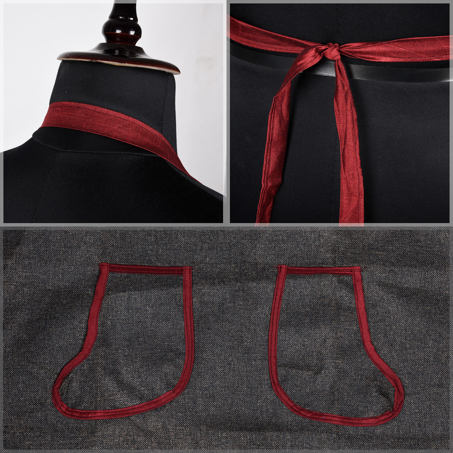 Kuber Industries Apron | Jute 2 Front Pocket Kitchen Apron | Apron for Restaurent | Apron for Housewife | Chef Apron for Kitchen | Water Resistance Apron | Dark Brown