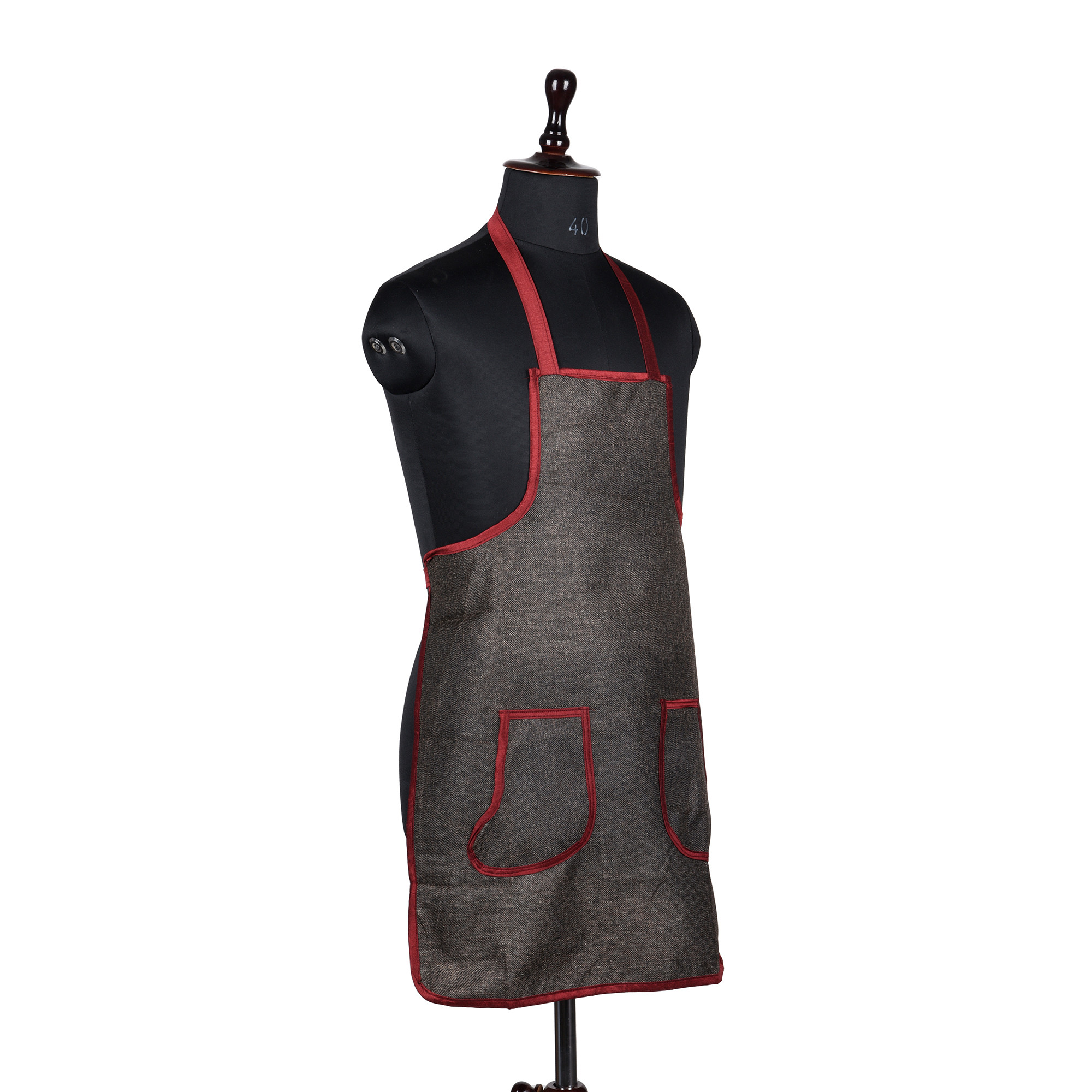 Kuber Industries Apron | Jute 2 Front Pocket Kitchen Apron | Apron for Restaurent | Apron for Housewife | Chef Apron for Kitchen | Water Resistance Apron | Dark Brown