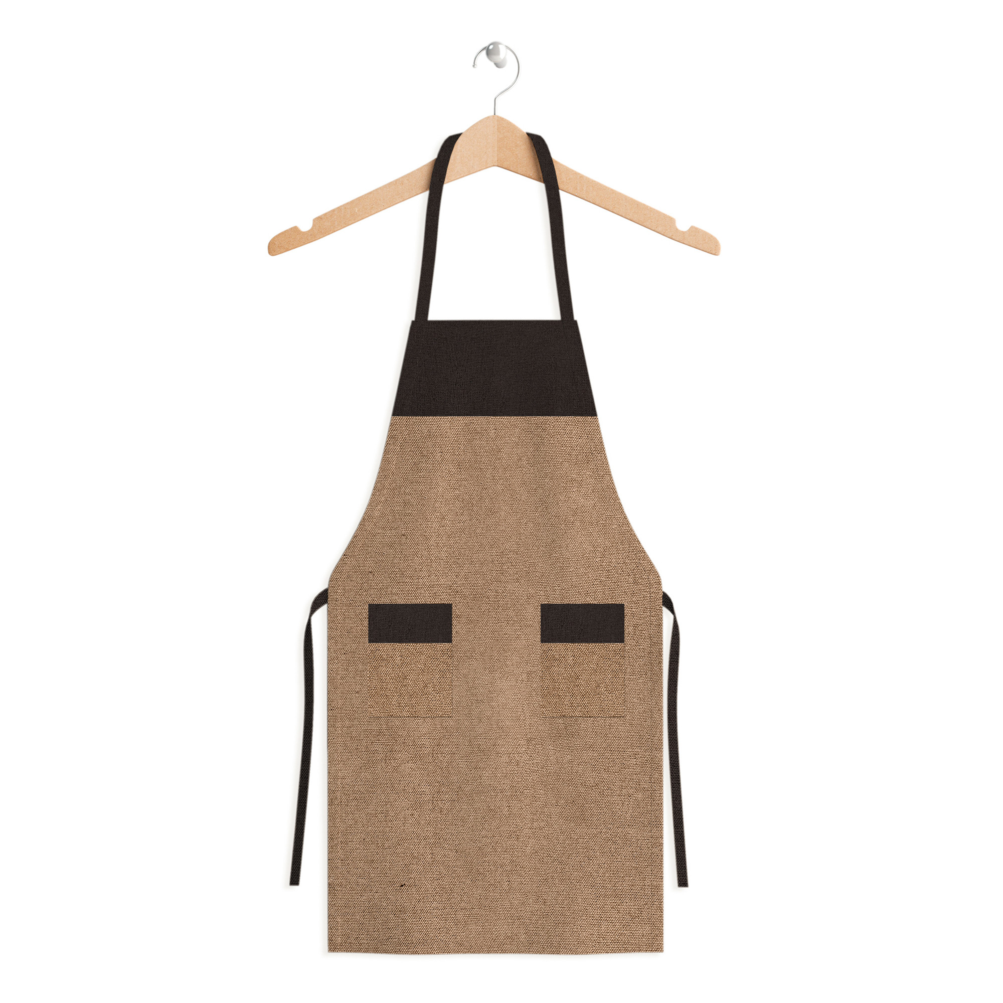Kuber Industries Apron | Jute 2 Front Pocket Kitchen Apron | Apron for Restaurent | Apron for Housewife | Chef Apron for Kitchen | Water Resistance Apron | Golden