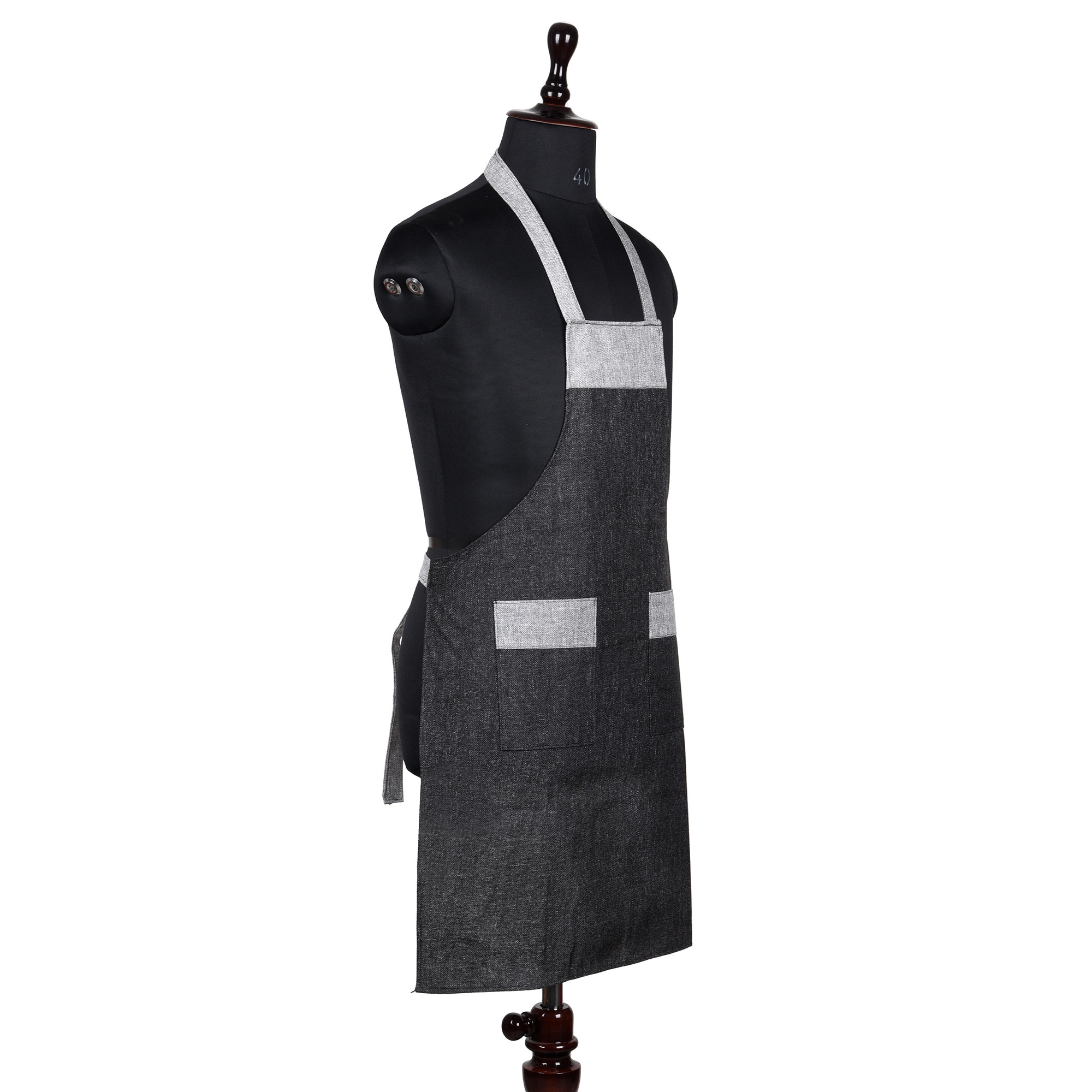 Kuber Industries Apron | Jute 2 Front Pocket Kitchen Apron | Apron for Restaurent | Apron for Housewife | Chef Apron for Kitchen | Water Resistance Apron | Gray