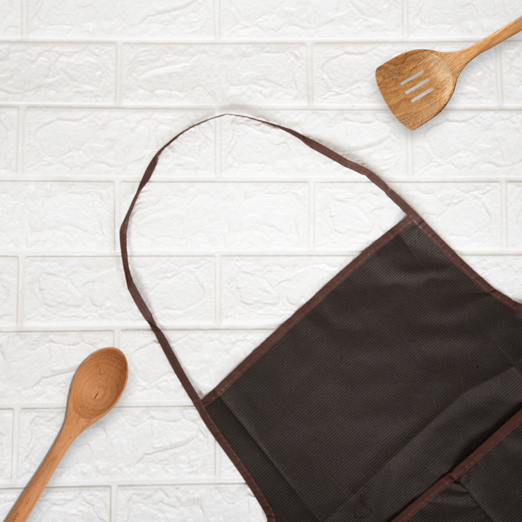 Kuber Industries Apron  Kitchen Apron for Cooking  Waterproof Kitchen Cloth  Kitchen Apron for Women  Center Pocket Apron with Ties  Cooking Dress for Men  Mini Check  Brown