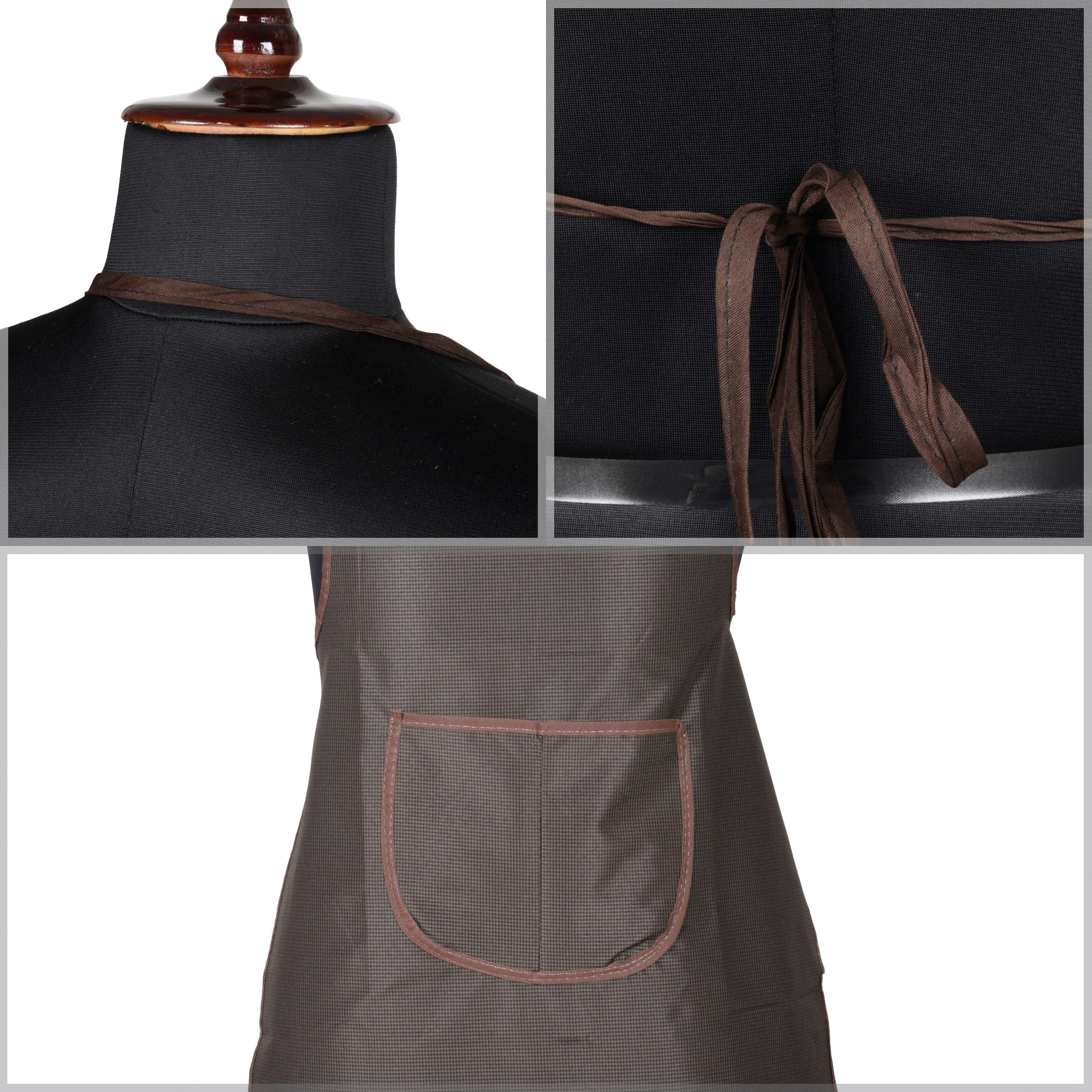 Kuber Industries Apron  Kitchen Apron for Cooking  Waterproof Kitchen Cloth  Kitchen Apron for Women  Center Pocket Apron with Ties  Cooking Dress for Men  Mini Check  Brown