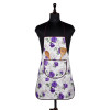 Apron | PVC Cooking Kitchen Apron | Apron for Restaurent | Purple Flower Apron for Housewife | Chef Apron with Ties | Center Pocket Apron | White