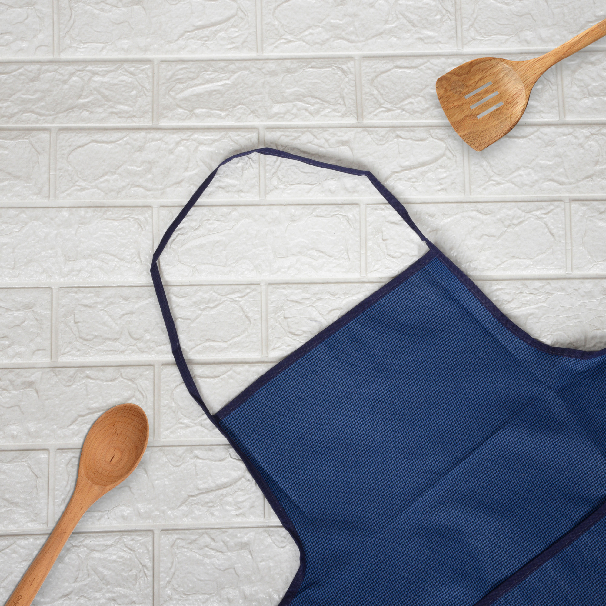 Kuber Industries Apron  Waterproof Kitchen Cloth  Kitchen Apron for Women  Kitchen Apron for Cooking  Center Pocket Apron with Ties  Cooking Dress for Men  Mini Check  Blue