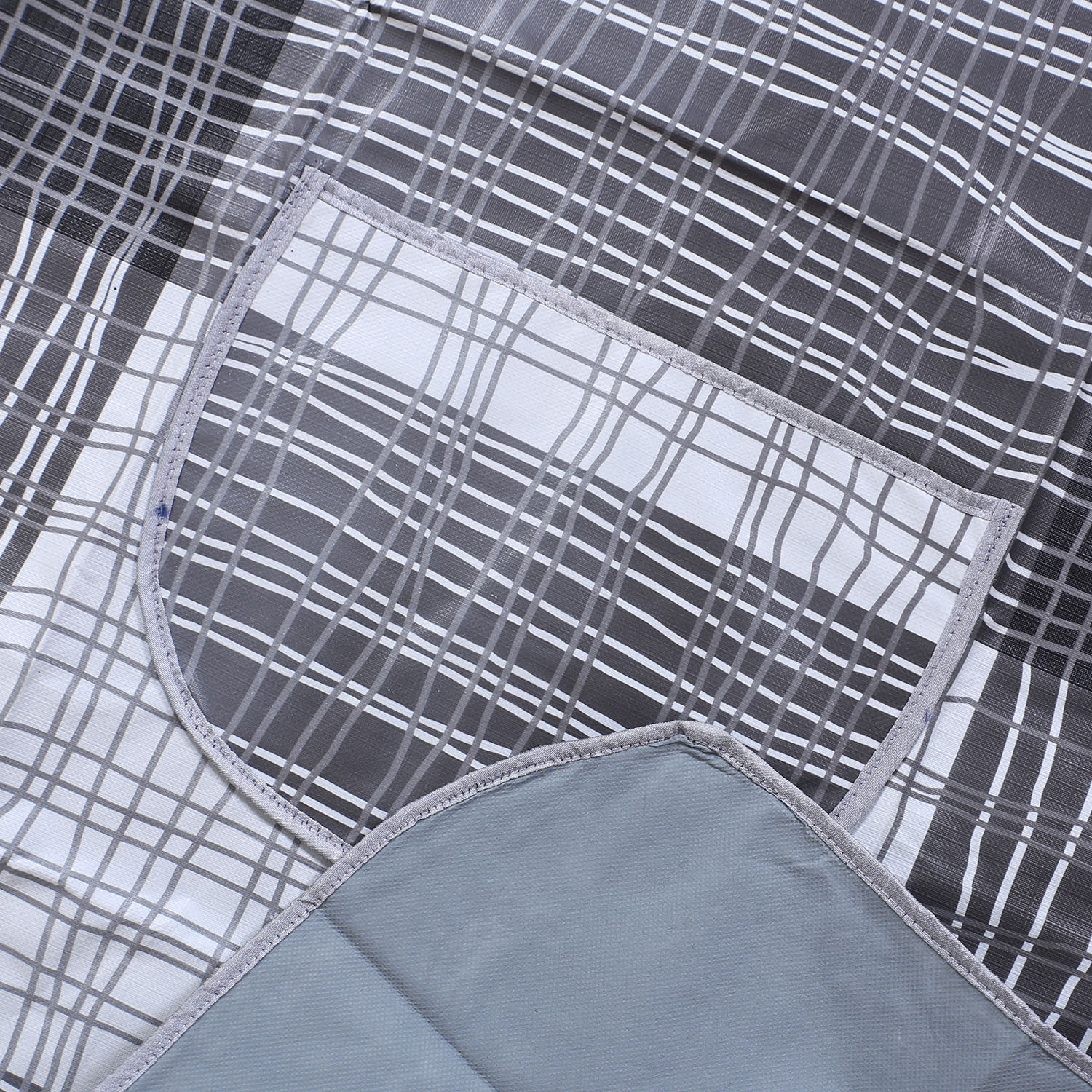 Kuber Industries Apron|PVC Unique Check Printed Kitchen Chef Cloth|Waterproof Centre Pocket Apron With Tying Cord for Men & Women (Gray)