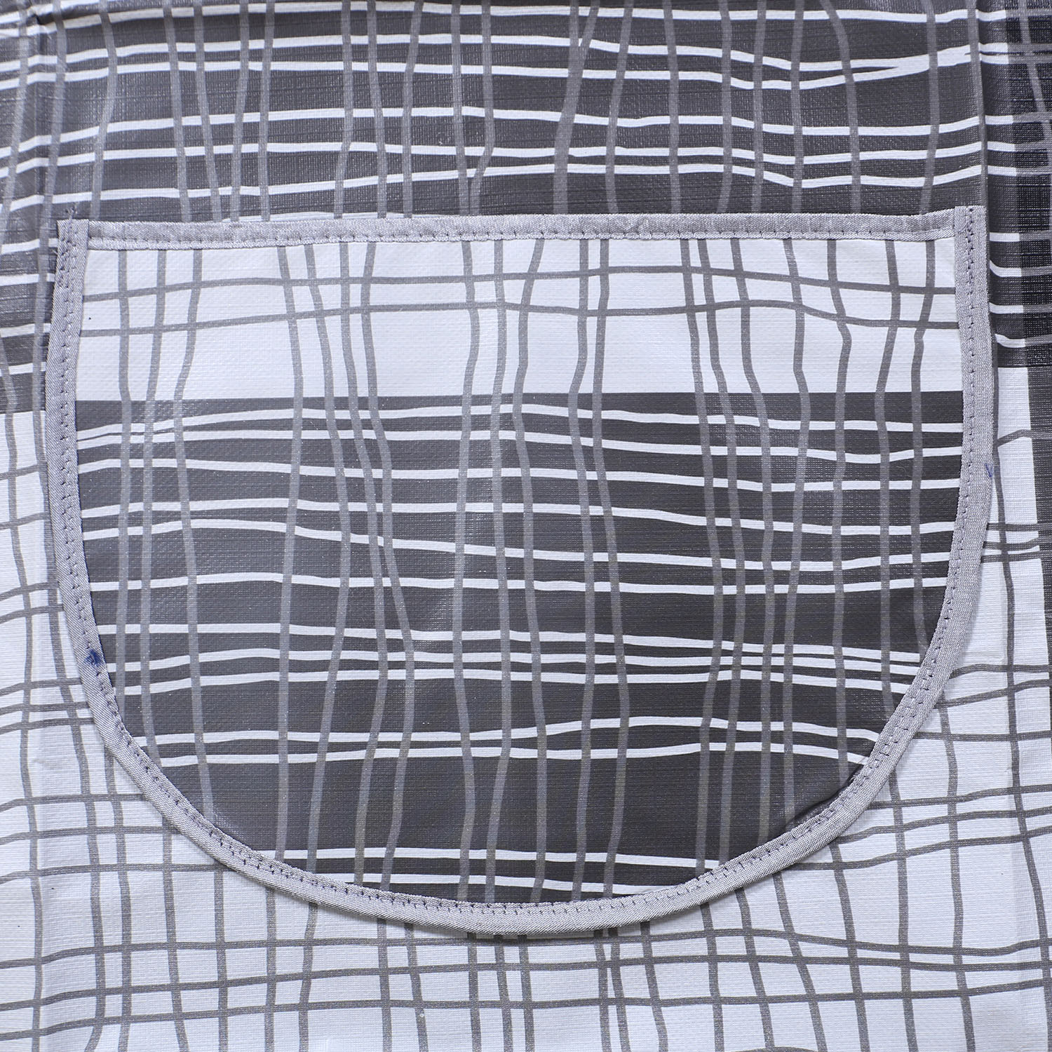 Kuber Industries Apron|PVC Unique Check Printed Kitchen Chef Cloth|Waterproof Centre Pocket Apron With Tying Cord for Men & Women (Gray)