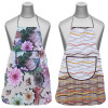 Kuber Industries Apron|PVC Unique Floral &amp; Strips Print Kitchen Chef Cloth|Waterproof Centre Pocket Apron With Tying Cord for Men &amp; Women,Pack of 2 (Multicolor)