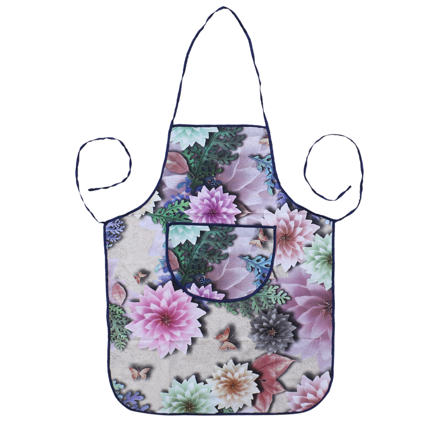 Kuber Industries Apron|PVC Unique Floral Printed Kitchen Chef Cloth|Waterproof Centre Pocket Apron With Tying Cord for Men & Women (Multicolor)