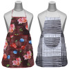 Kuber Industries Apron|PVC Unique Rose &amp; Check Print Kitchen Chef Cloth|Waterproof Centre Pocket Apron With Tying Cord for Men &amp; Women,Pack of 2 (Maroon &amp; Gray)