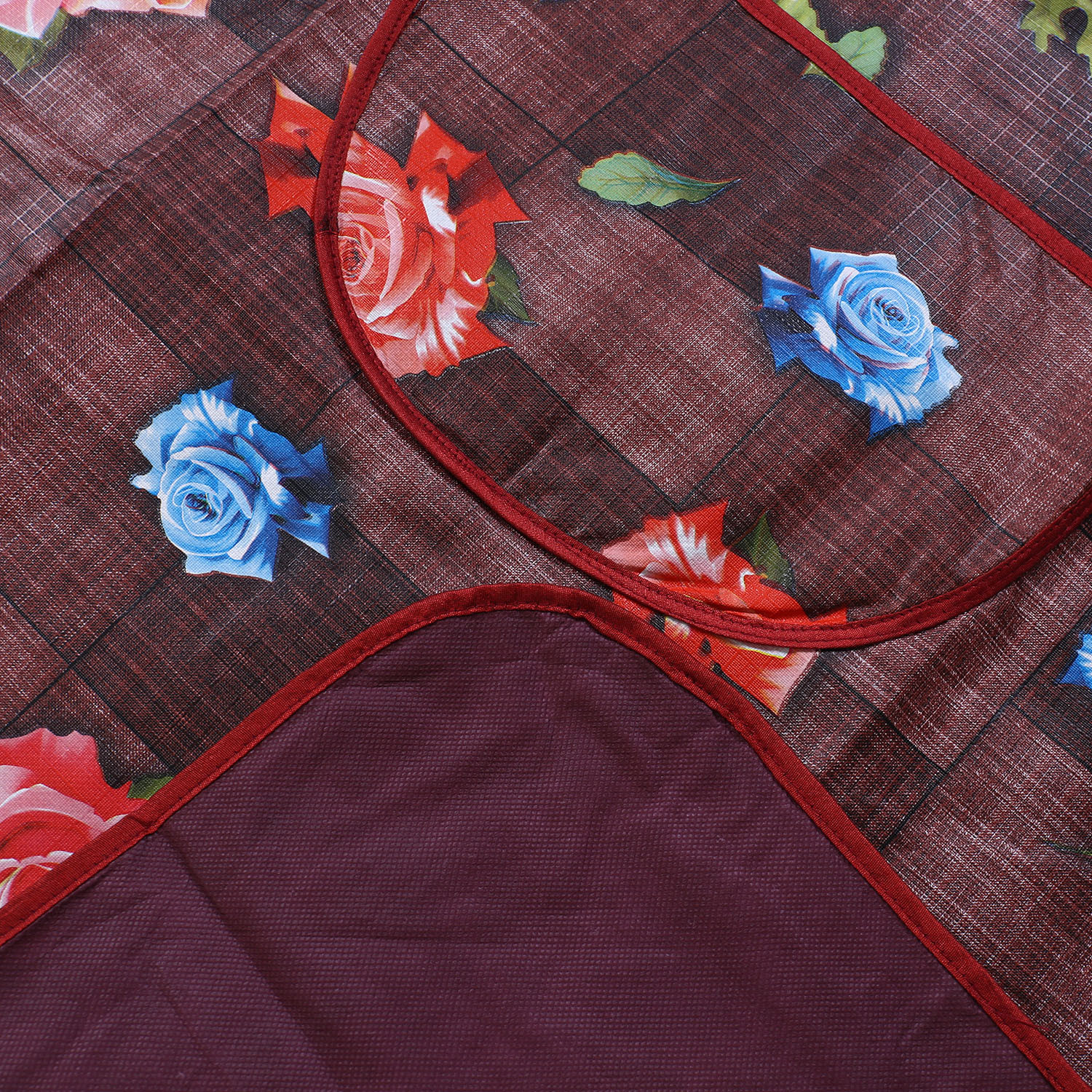Kuber Industries Apron|PVC Unique Rose Printed Kitchen Chef Cloth|Waterproof Centre Pocket Apron With Tying Cord for Men & Women (Maroon)
