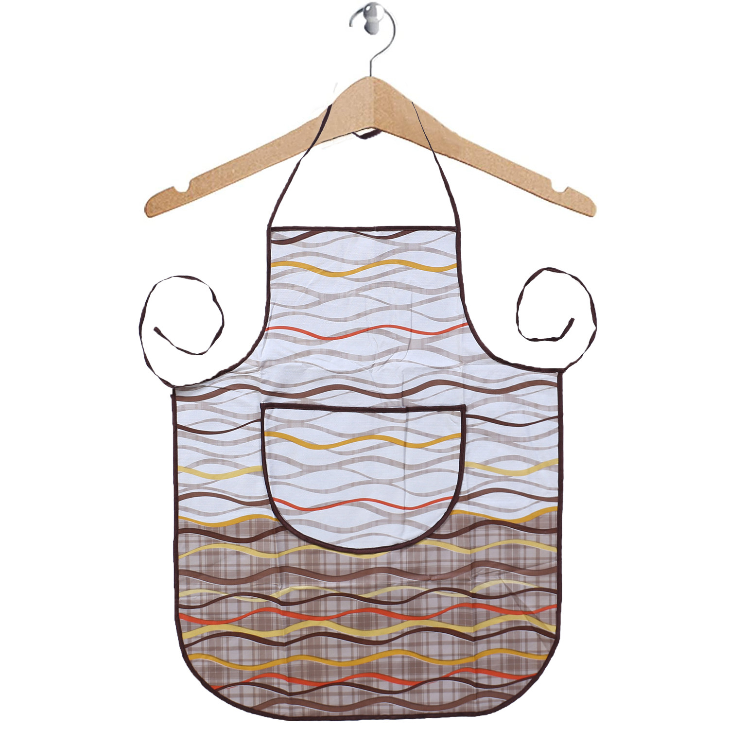Kuber Industries Apron|PVC Unique Strips Printed Kitchen Chef Cloth|Waterproof Centre Pocket Apron With Tying Cord for Men & Women (Multicolor)