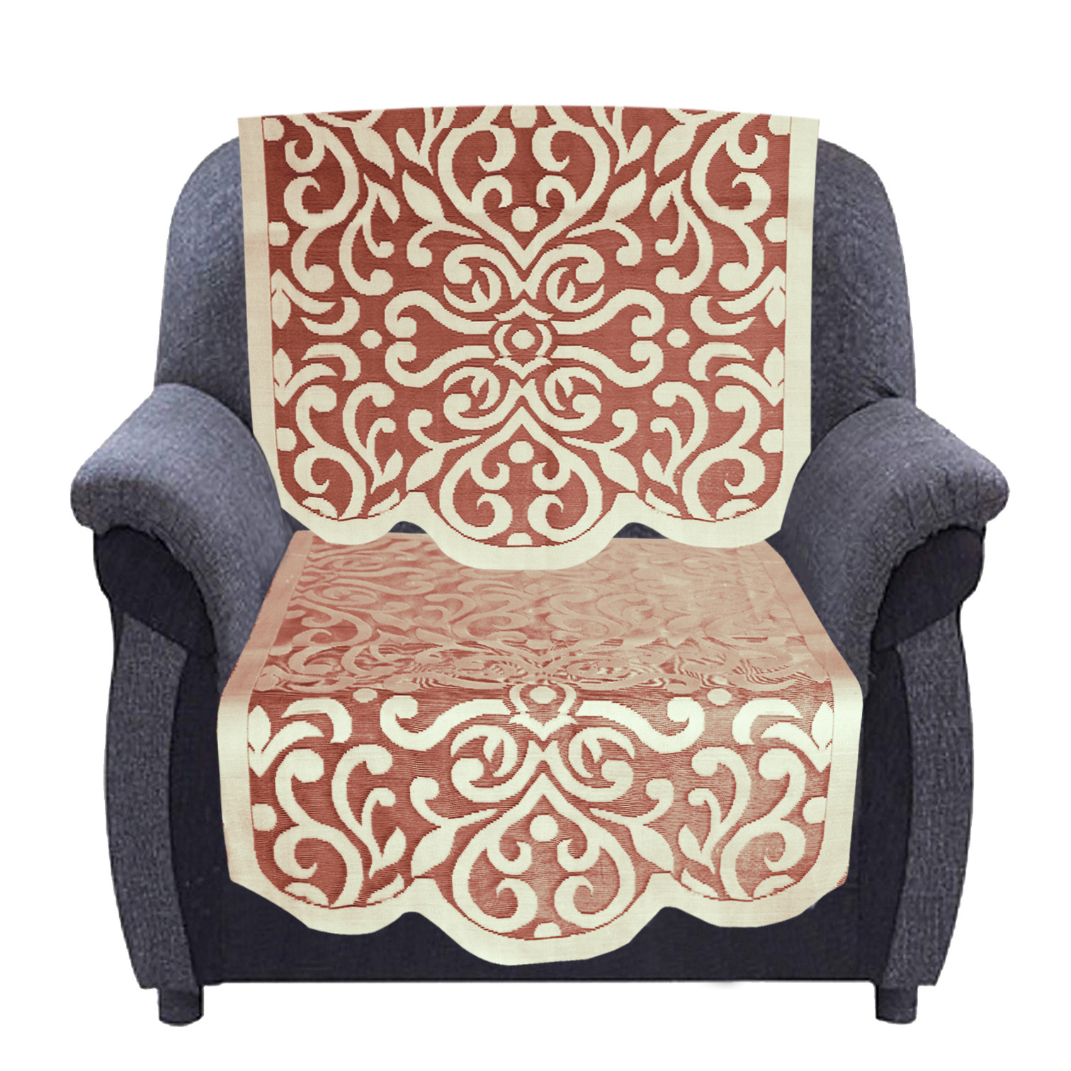 Kuber Industries Artcam Design 5 Seater Cotton Sofa Cover Set (Maroon)