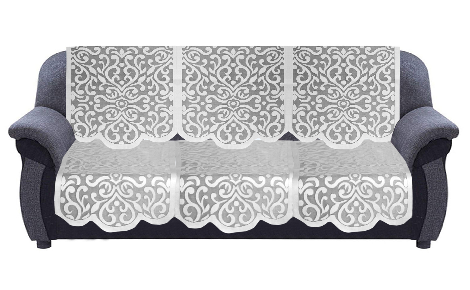 Kuber Industries Artcam Design 5 Seater Cotton Sofa Cover Set (White)
